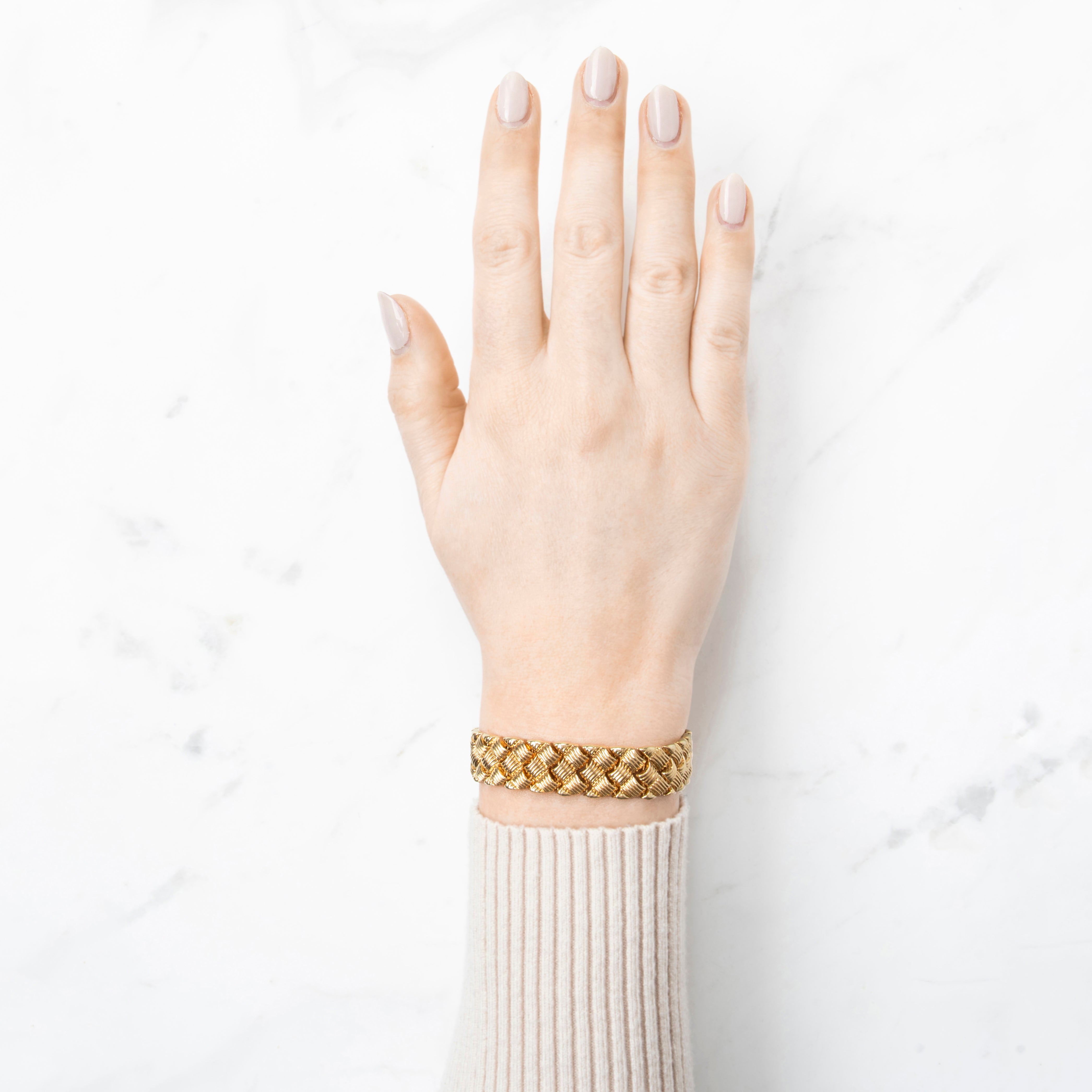 Vintage 14k Yellow Gold Basket Weave Link Bracelet 7、mySite、hinf8tx79