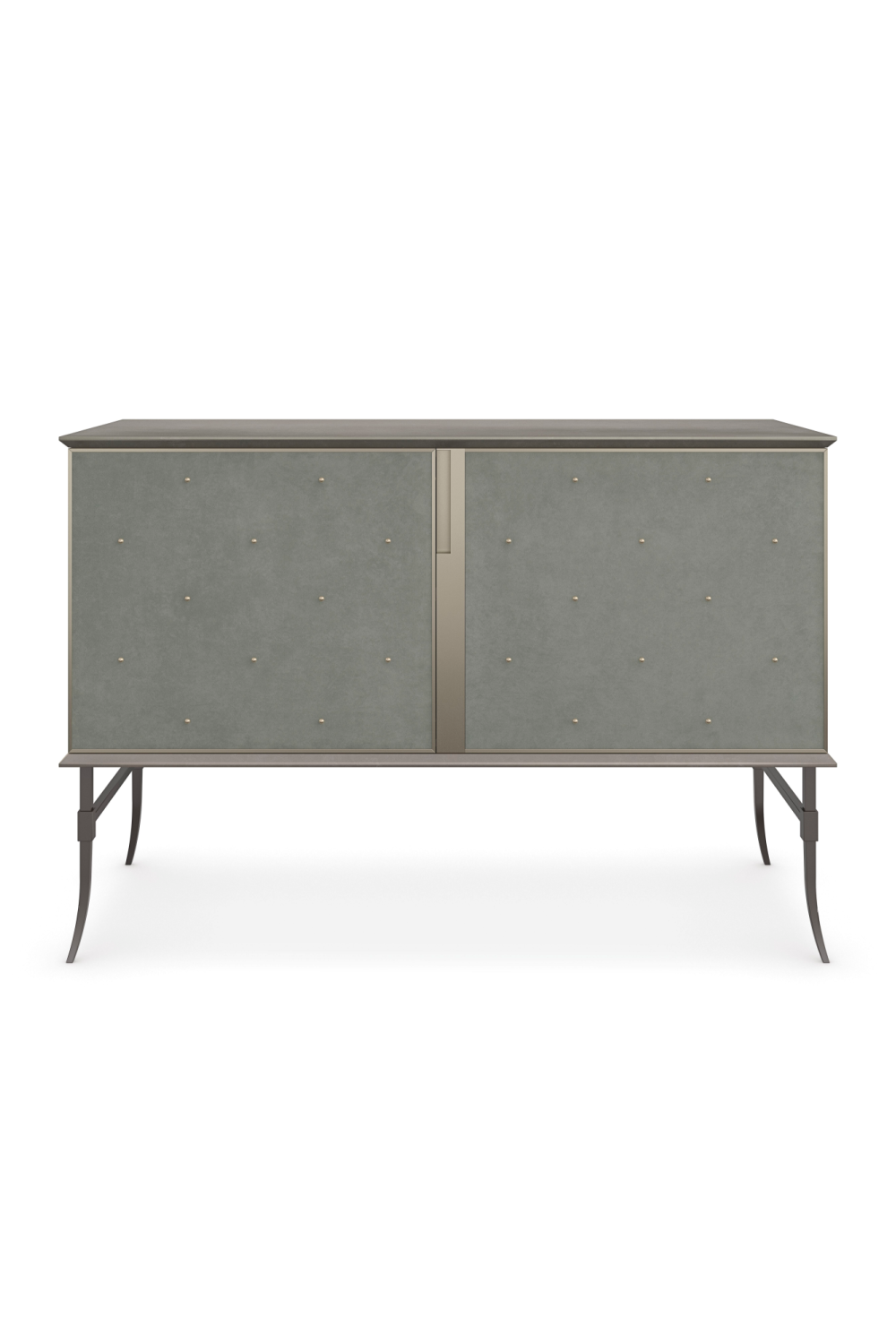 Studded Gray Suede Sideboard | Caracole Brass Tacks、mySite、neckold
