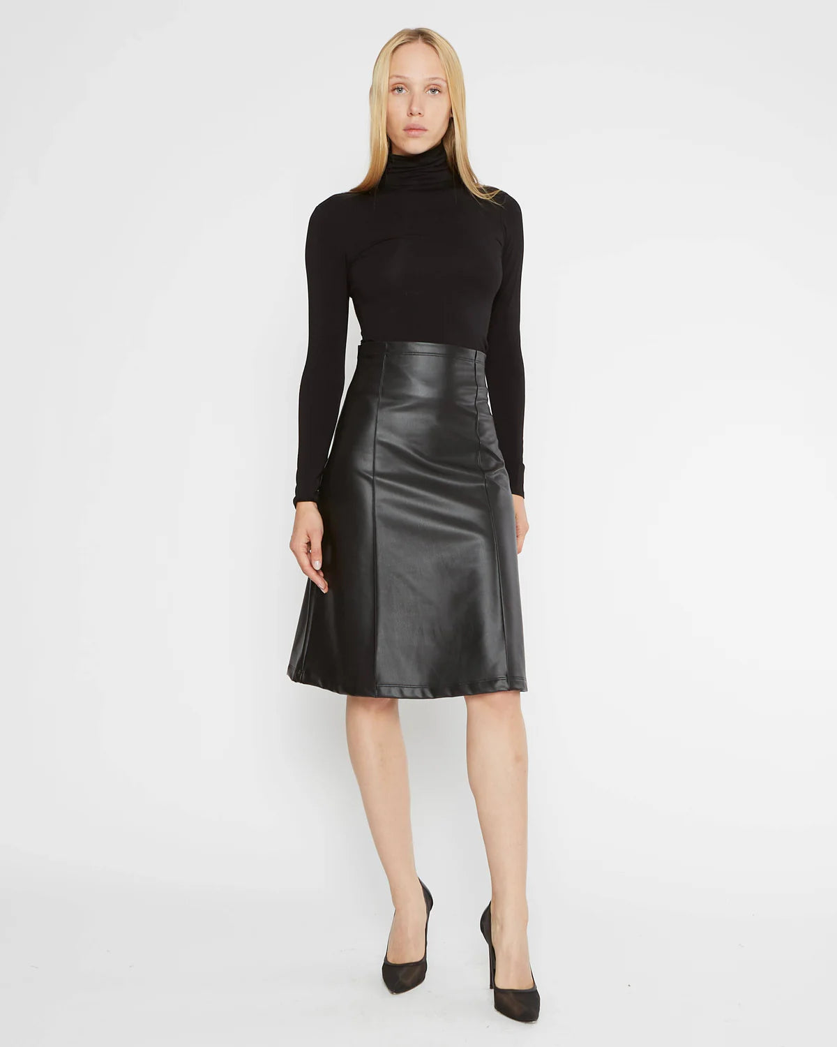 Ripley Rader Vegan Leather A-Line Midi Skirt, Black - Final Sale、mySite、noshort