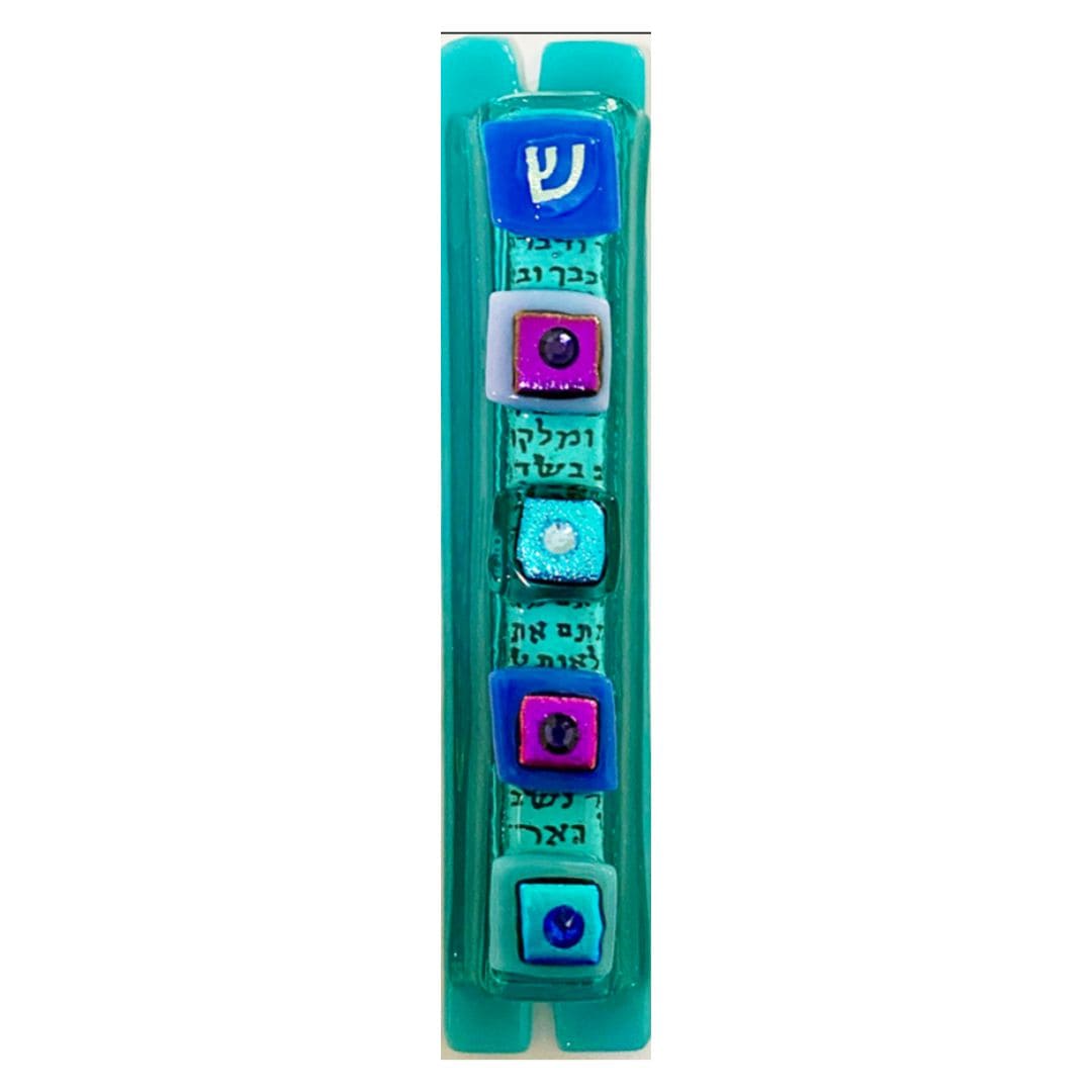 Turquoise Glass Droplet Mezuzah by Sandi Katz、mySite、topwebapps