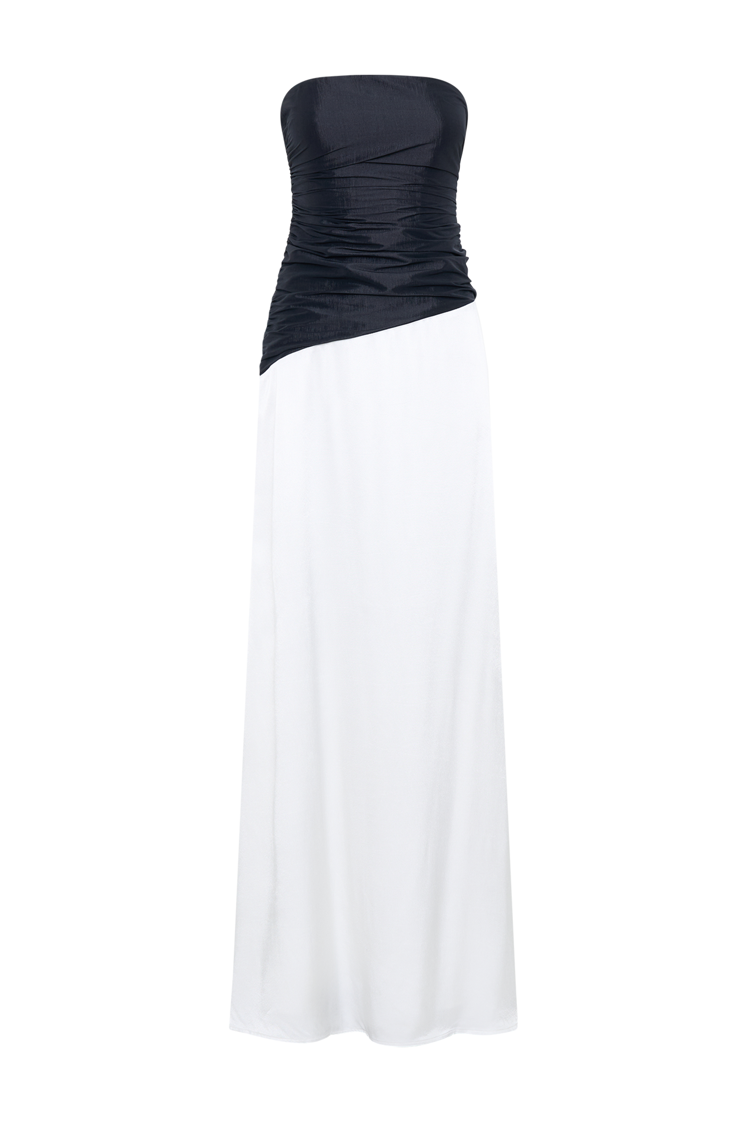 Serena Strapless Taffeta Maxi Dress - White/Black、mySite、solidvoid