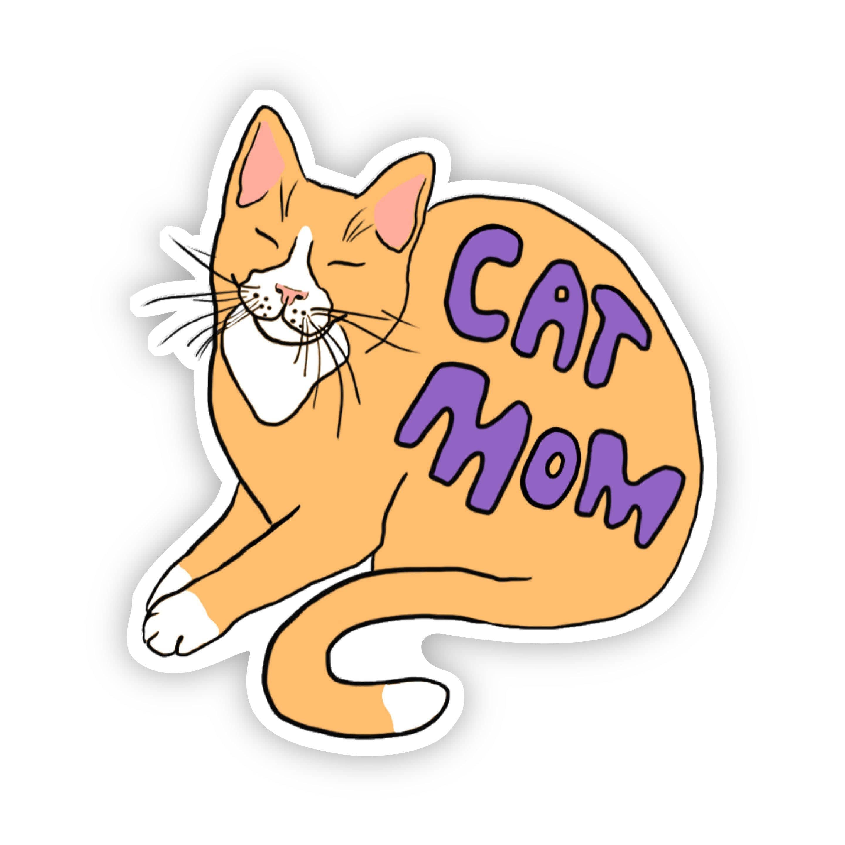  Cat Mom Sticker Purple Lettering、mySite、elrpsem3k