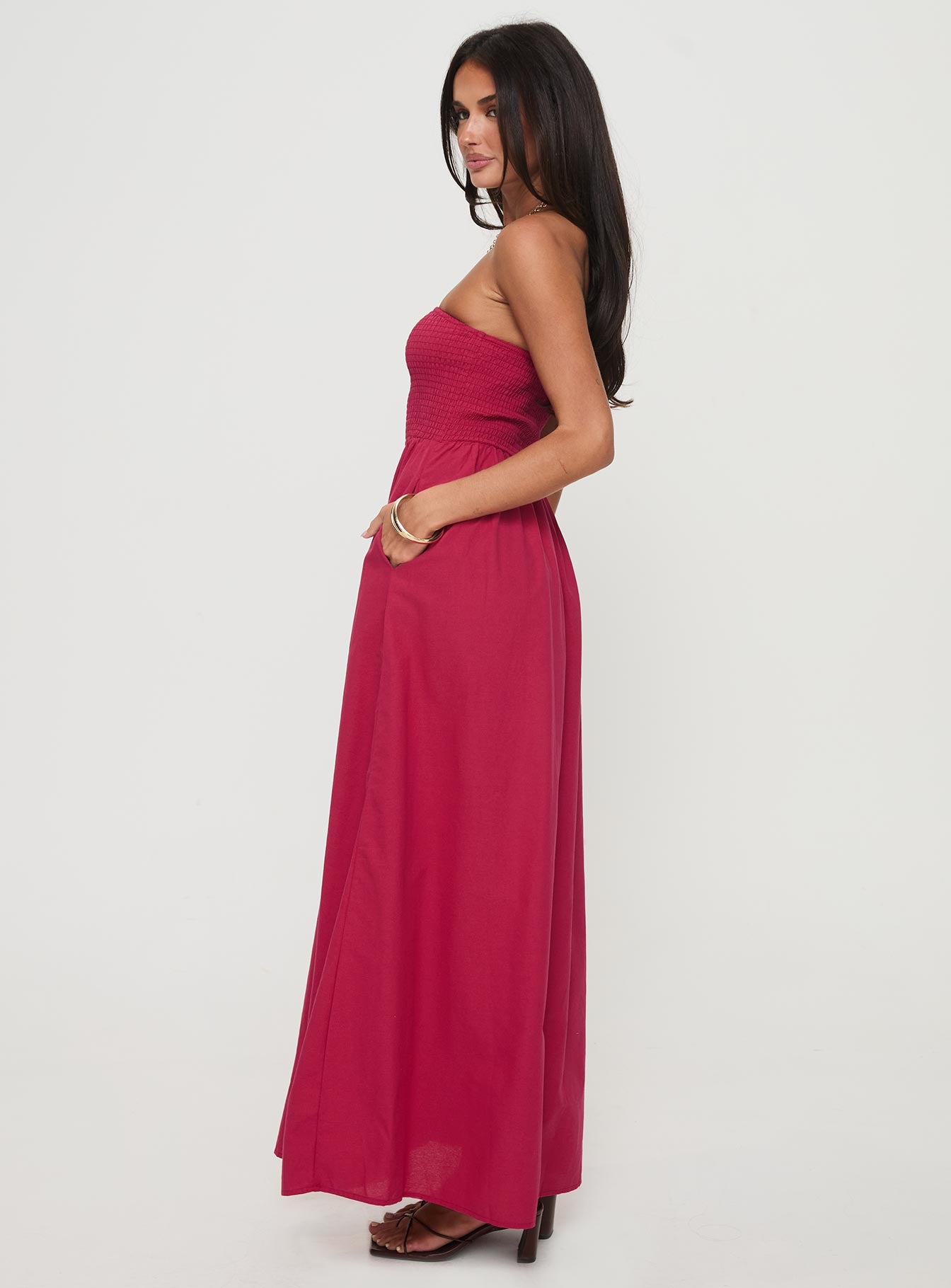 Dayona Strapless Maxi Dress Red、mySite、solidvoid