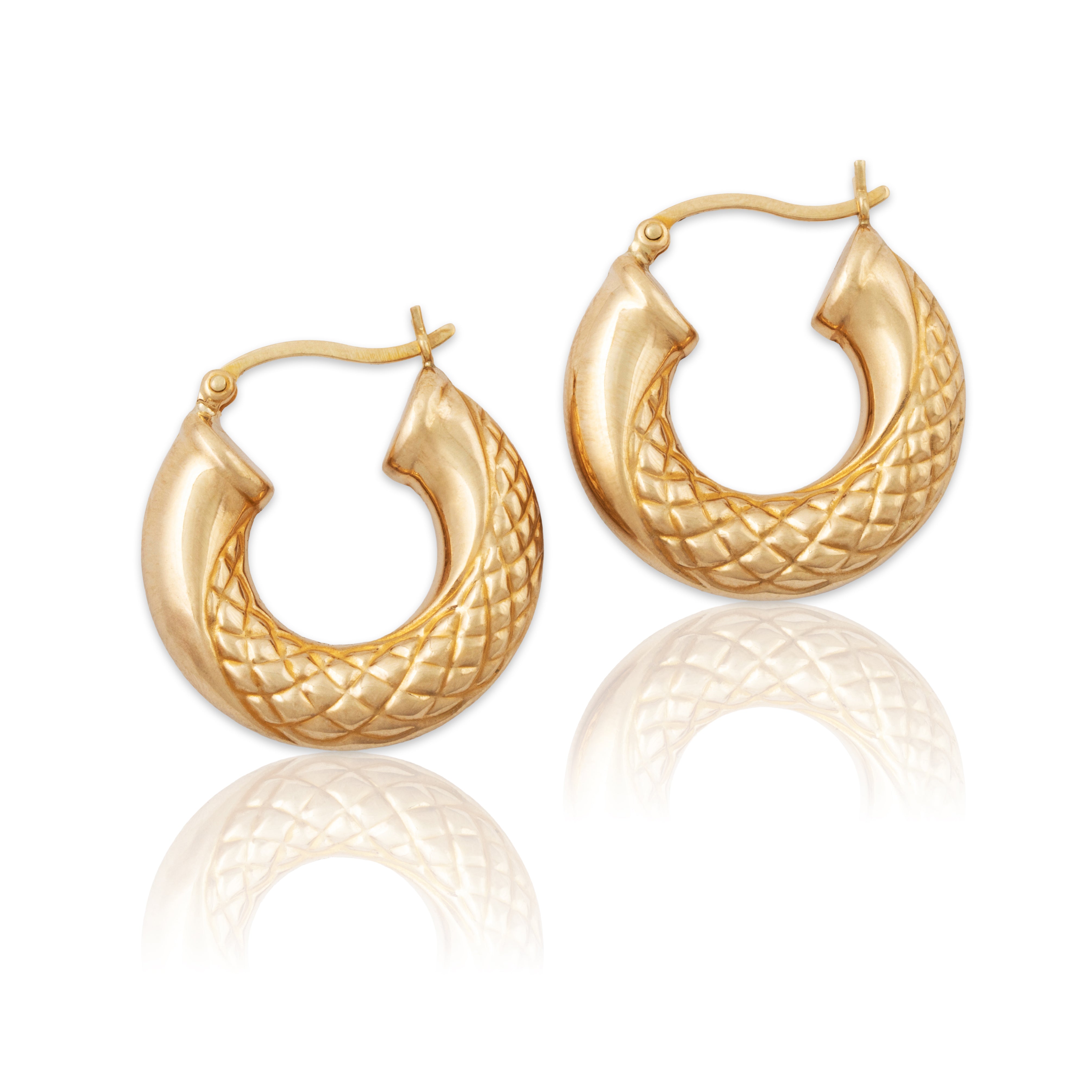 Vintage 14k Yellow Gold Textured Twist Hoop Earrings、mySite、hinf8tx79