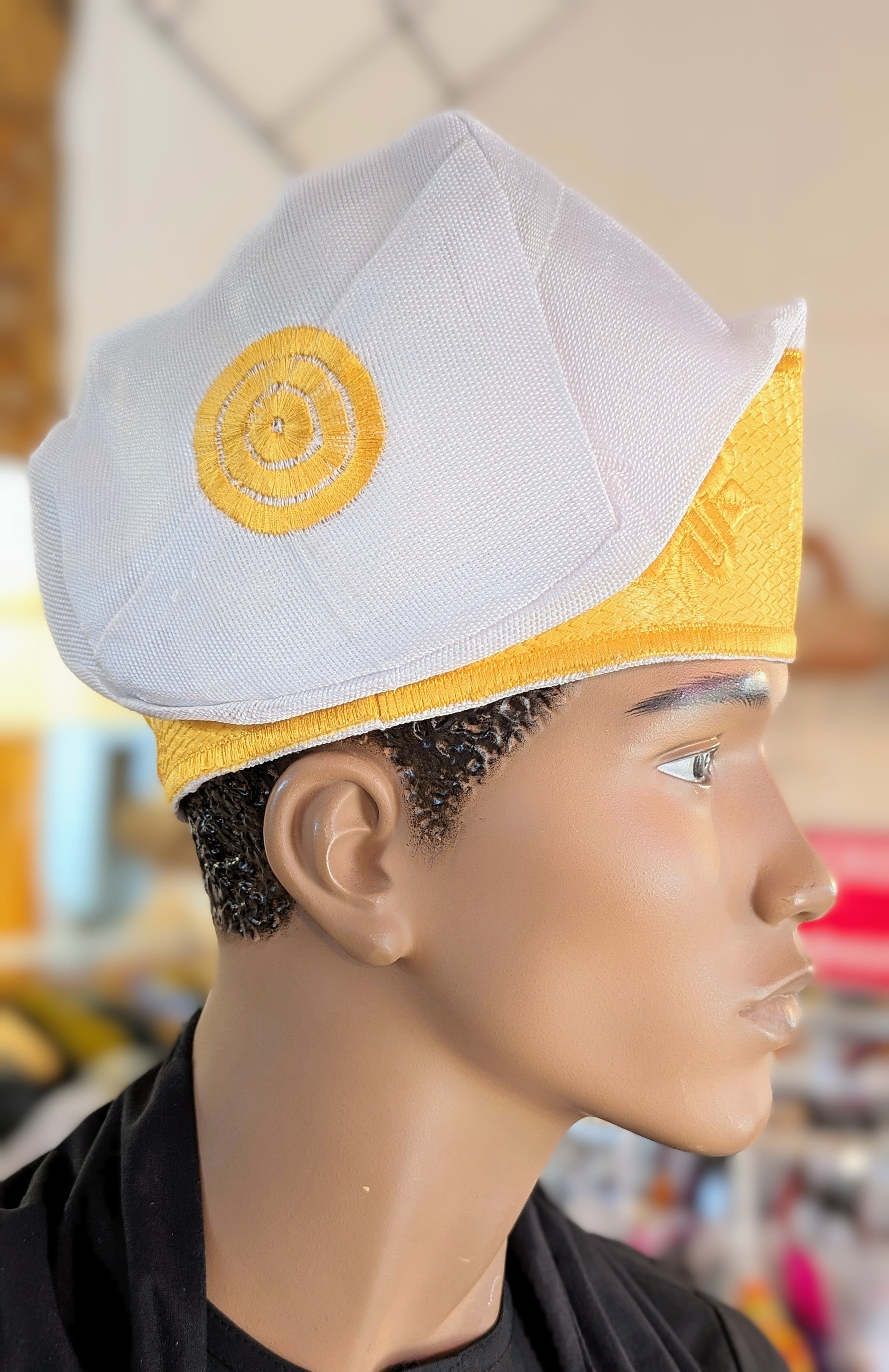 Dupsie's Goke White African Aso Oke Kufi Cap DPHAWG77、mySite、solidvoid