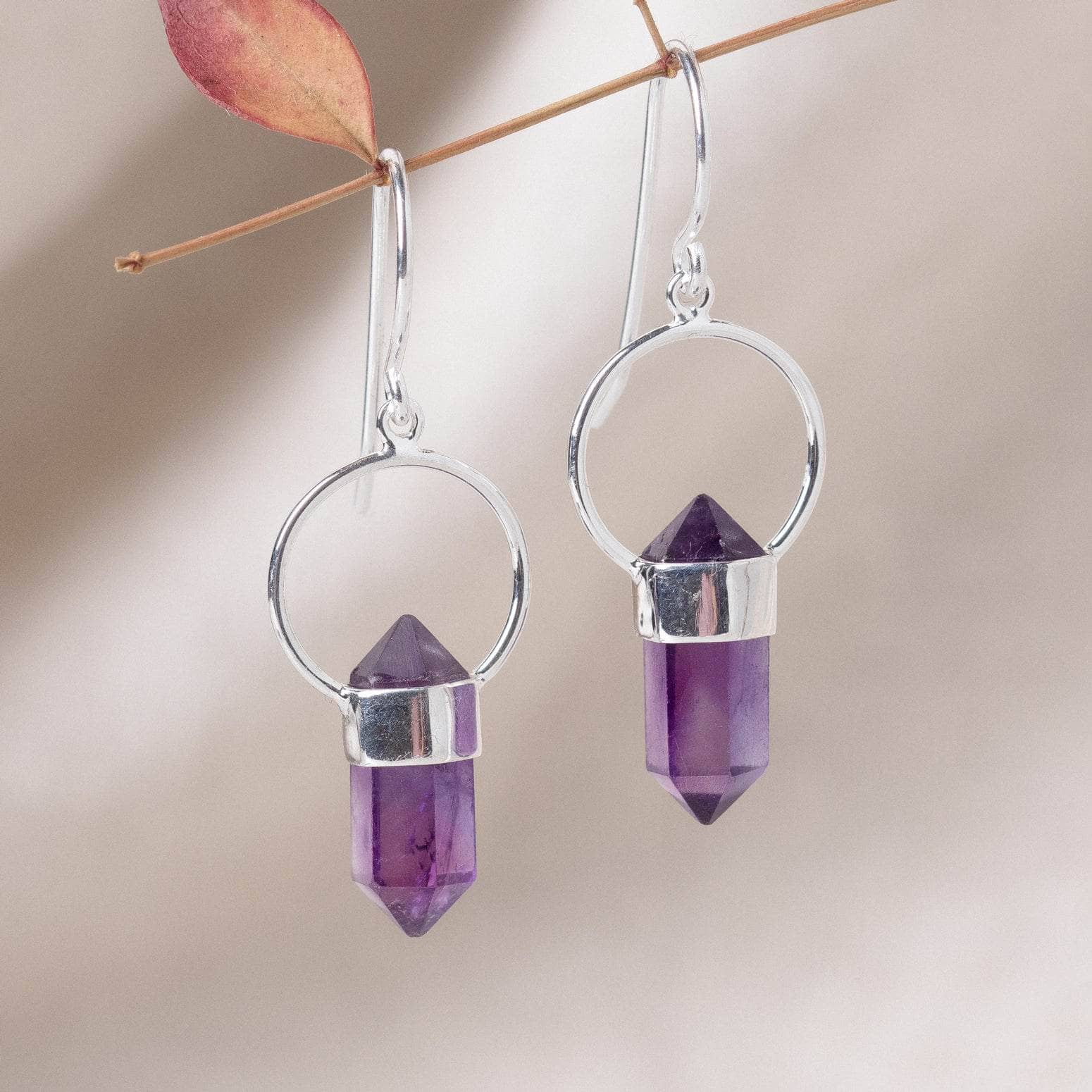 Amethyst Crystal Point Earrings、mySite、hinf8tx79