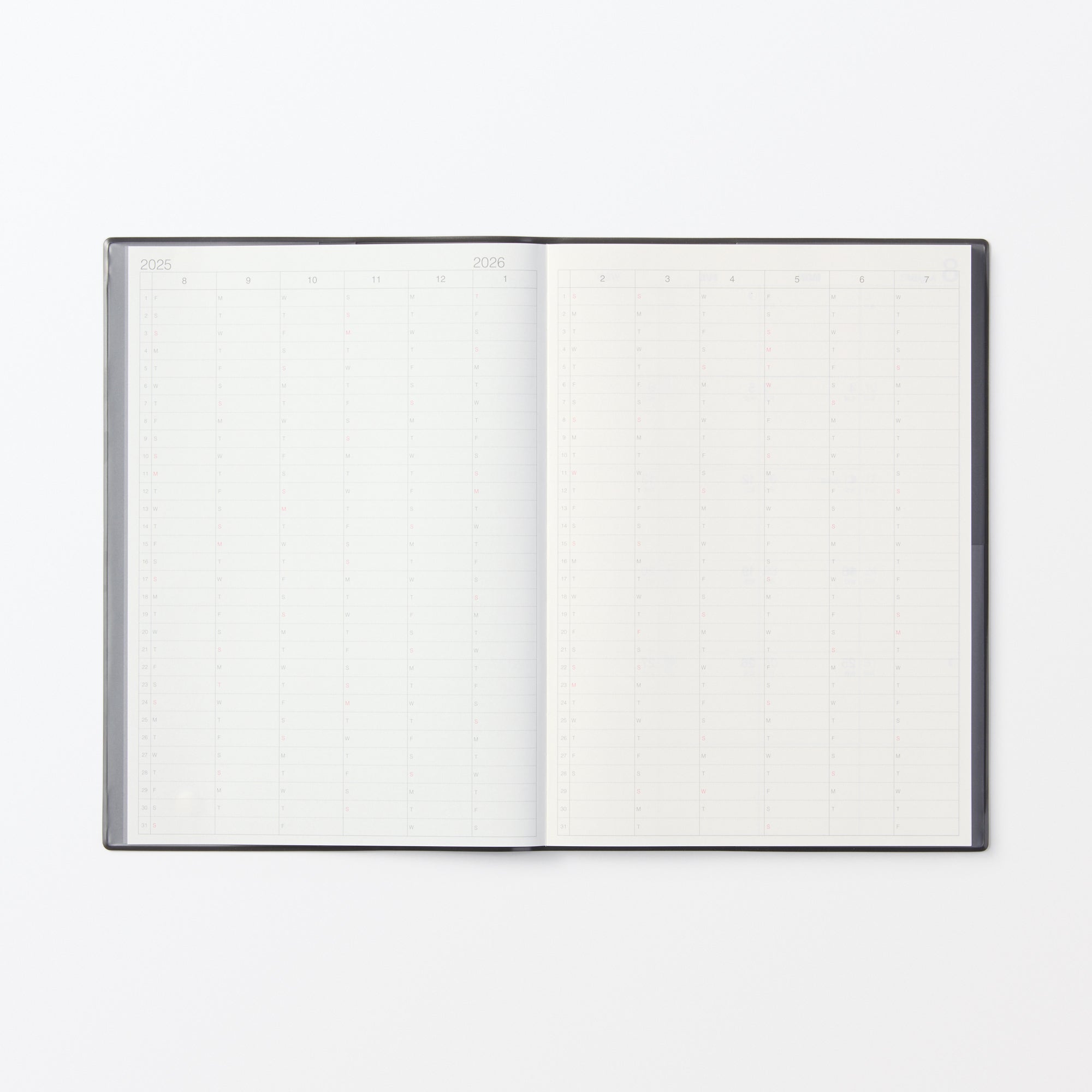  B5 Dark Gray Monthly/Weekly Planner From Aug. 2025 - Mon. Start、mySite、sugarbowlscore