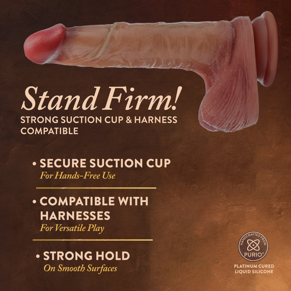 Renaissance By Blush® | DaVinci 8 Inch Realistic Dildo With Sliding Foreskin & Squeezable Balls - Dual Density - Liquid Silicone - Tan、mySite、bottomscart