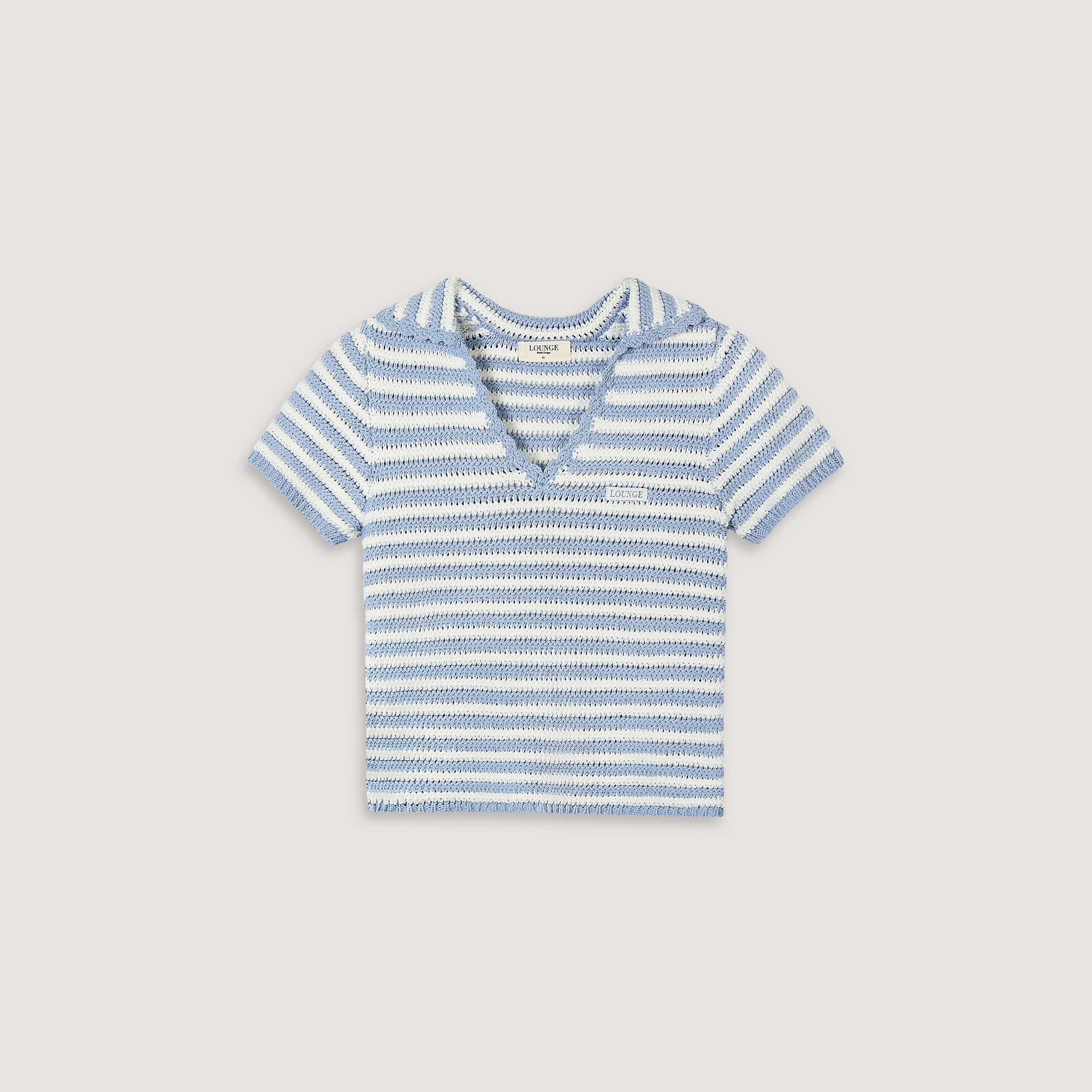 Crochet Polo Top - Blue Stripe、mySite、bengalsvssteelers