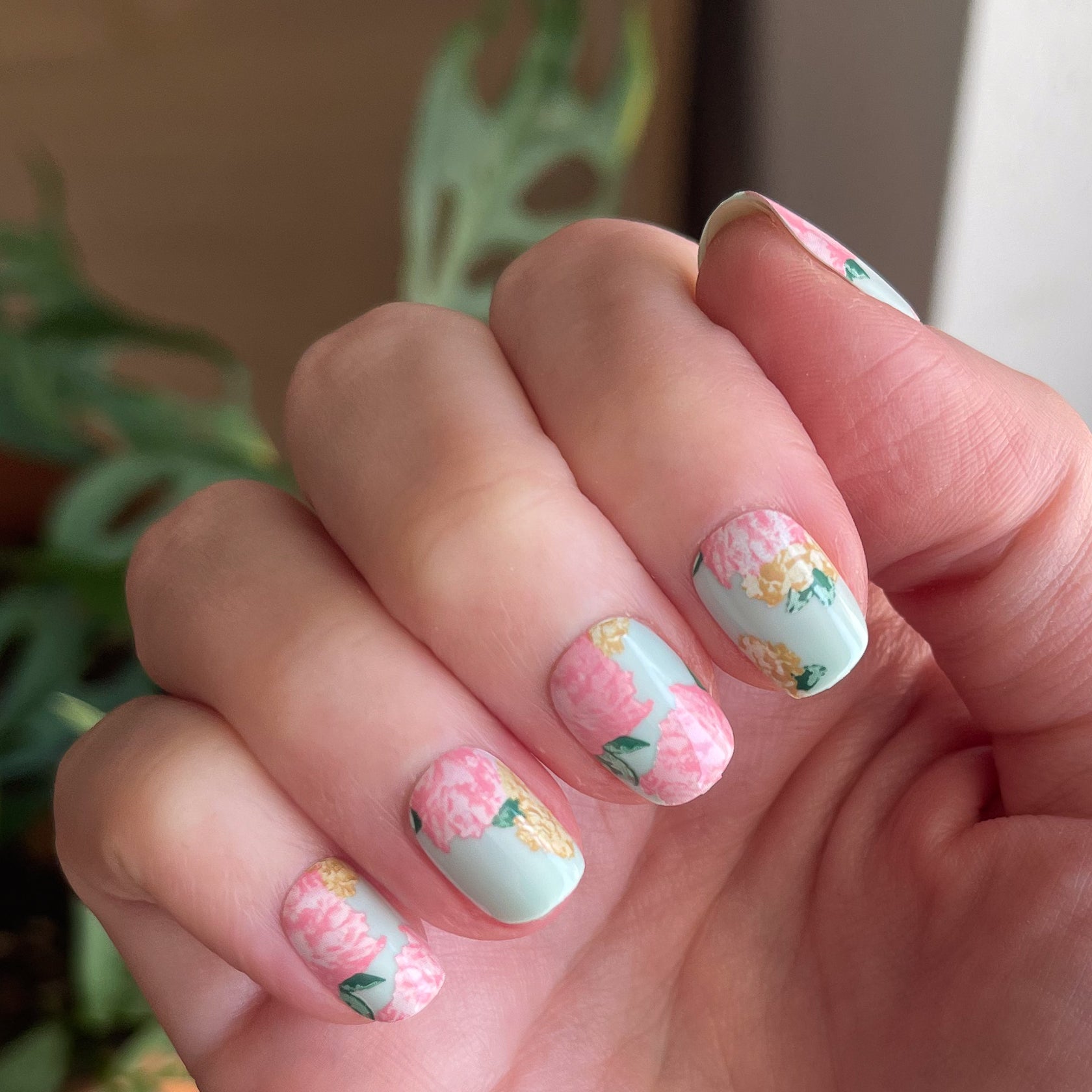 Full Floral - Press-On | Extra Short | Squoval、mySite、solidvoid