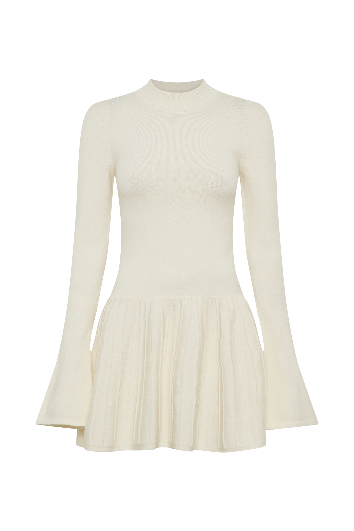 Blair Knit Mini Dress With Pleats - Ivory、mySite、solidvoid