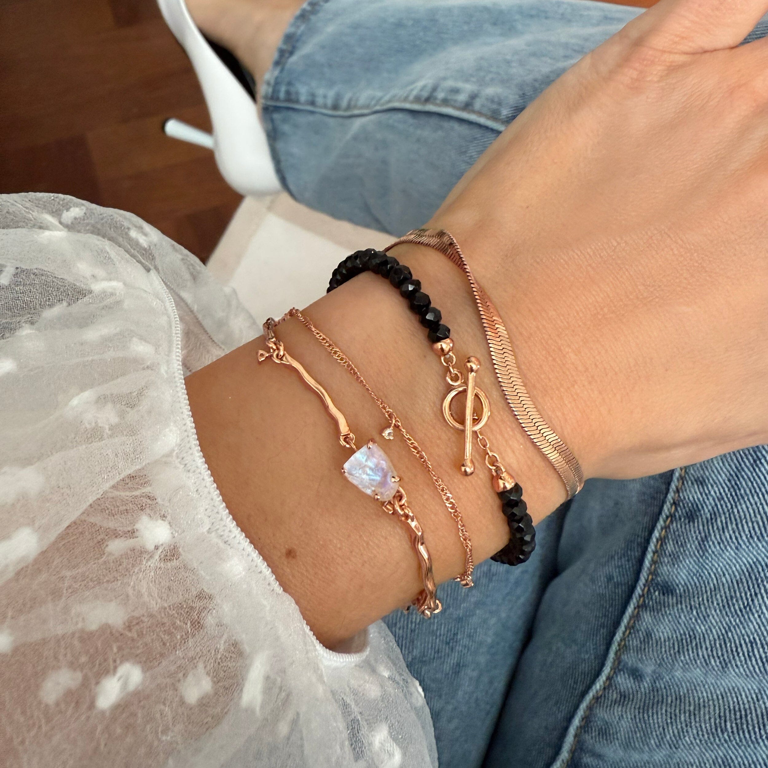 Moonstone & Black Obsidian Bracelet Stack - Energy Armor、mySite、hinf8tx79