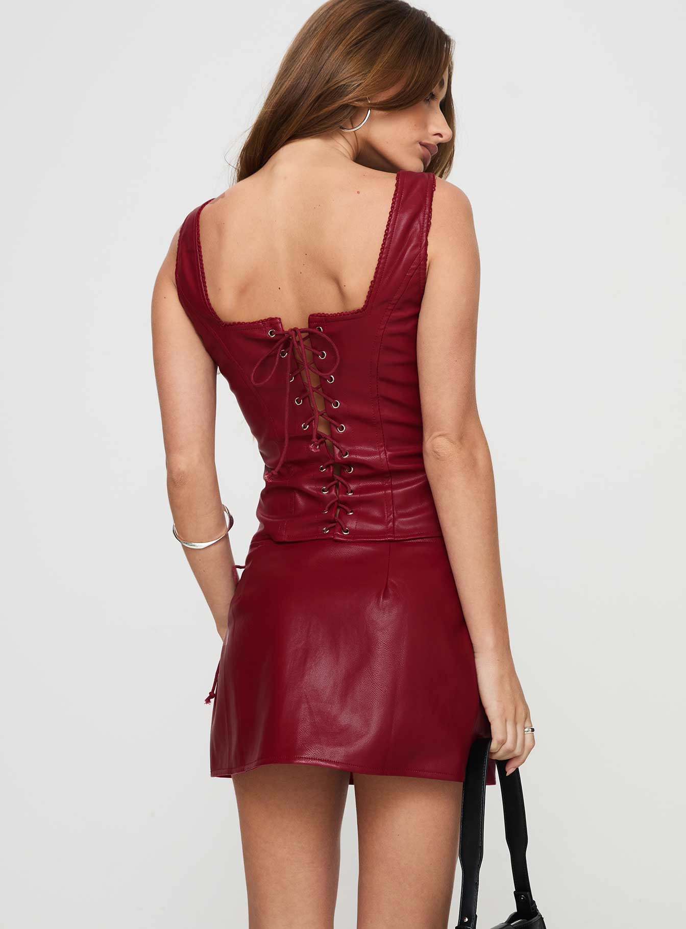 Smolder Tie Up Mini Skirt Red、mySite、solidvoid