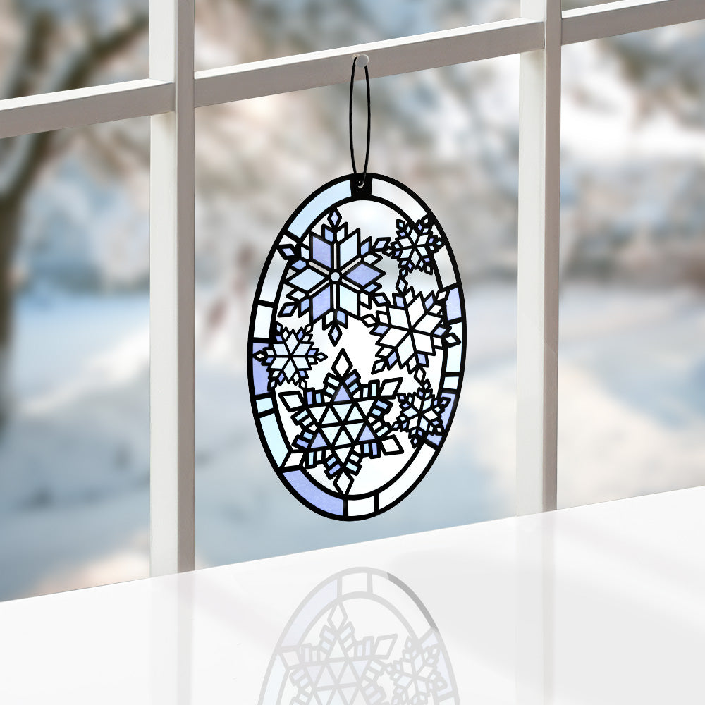 Let It Snow Snowflakes Suncatcher Card、mySite、solidvoid