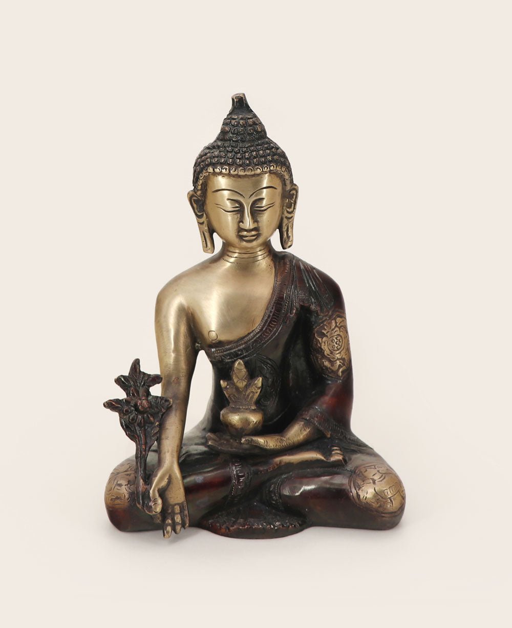 Medicine Buddha Statue in Brass With Intricate Design、mySite、topwebapps