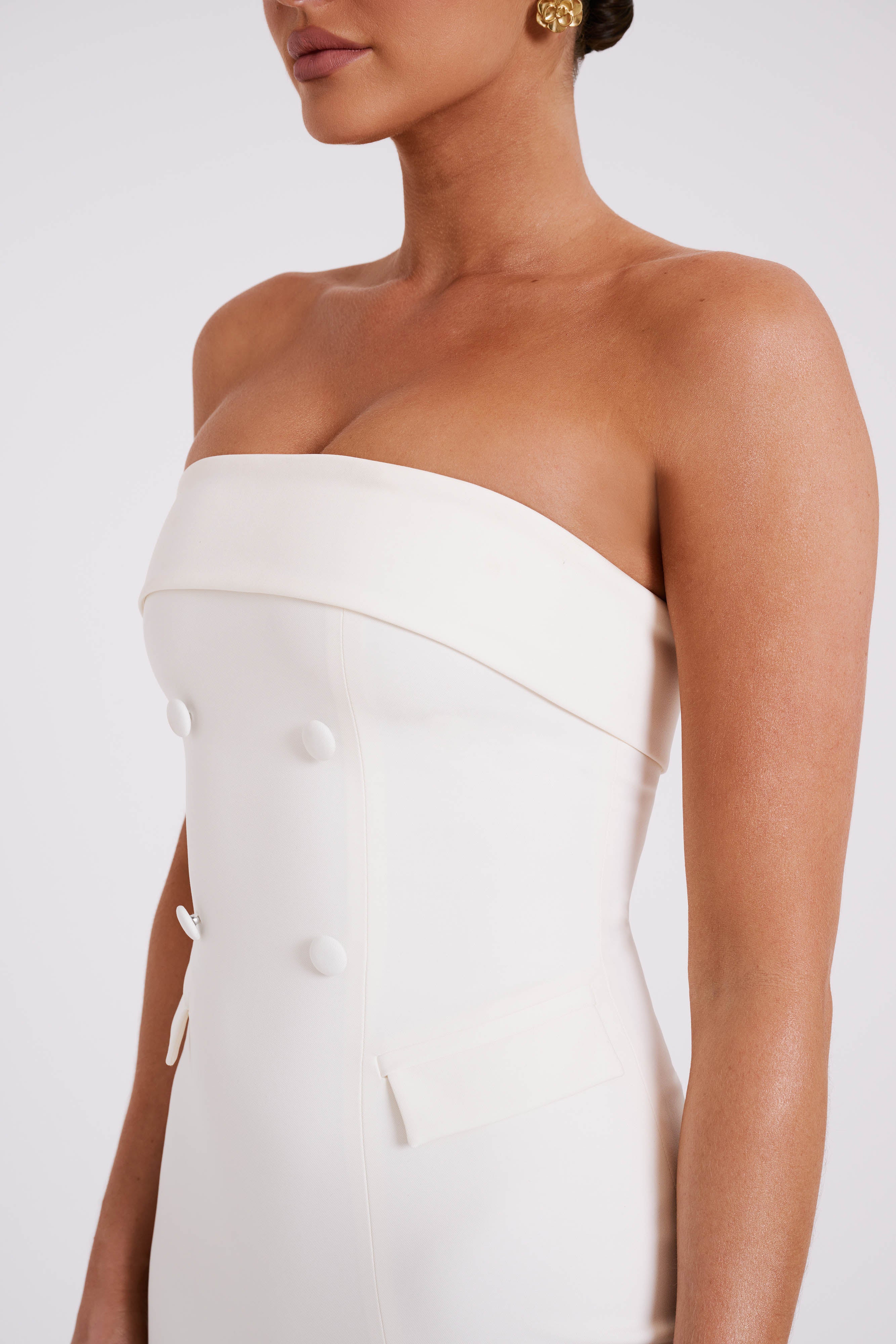 Abbie Strapless Suiting Maxi Dress - Ivory、mySite、solidvoid