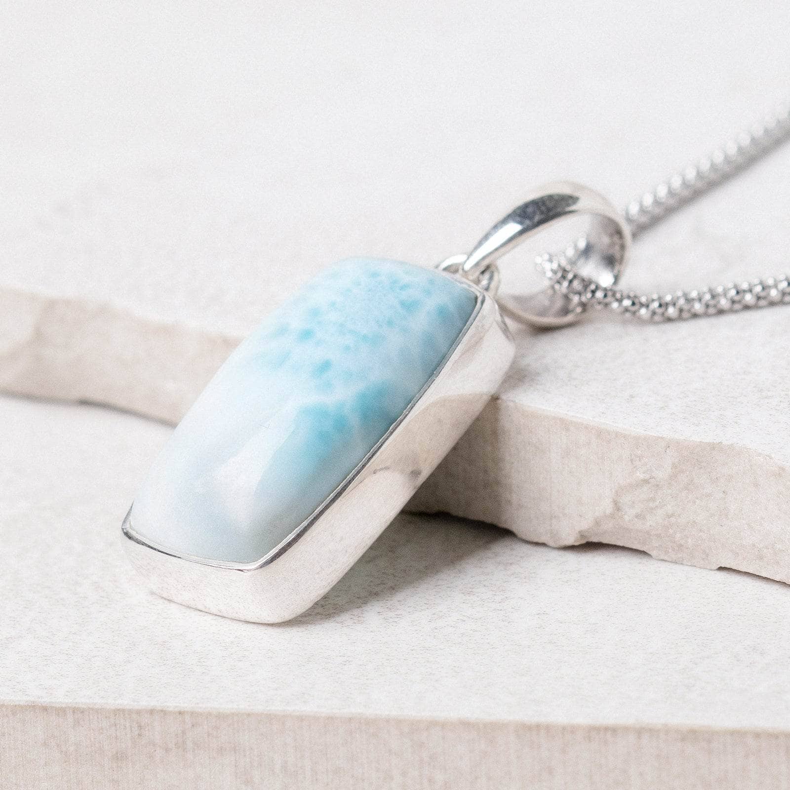 Rare Genuine Larimar Rectangle Pendant Necklace、mySite、hinf8tx79