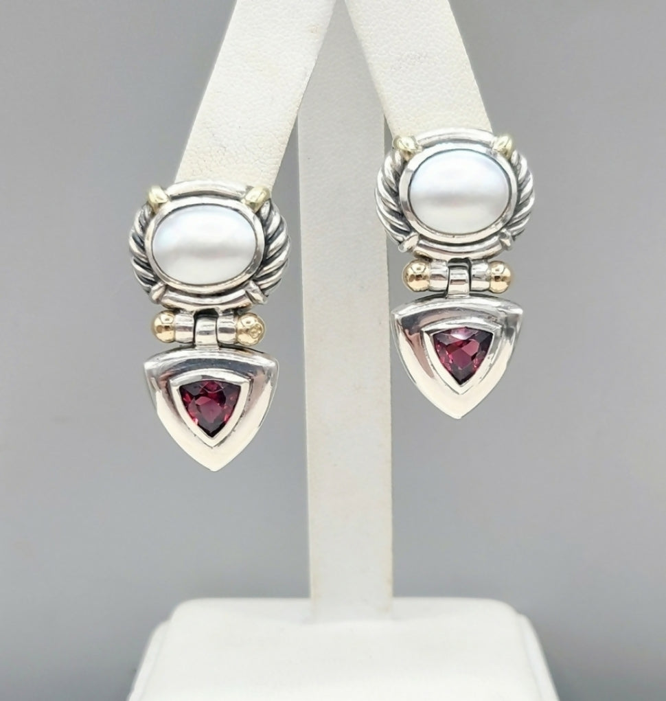 David Yurman Renaissance Drop Earrings Pearl & Garnet、mySite、hinf8tx79