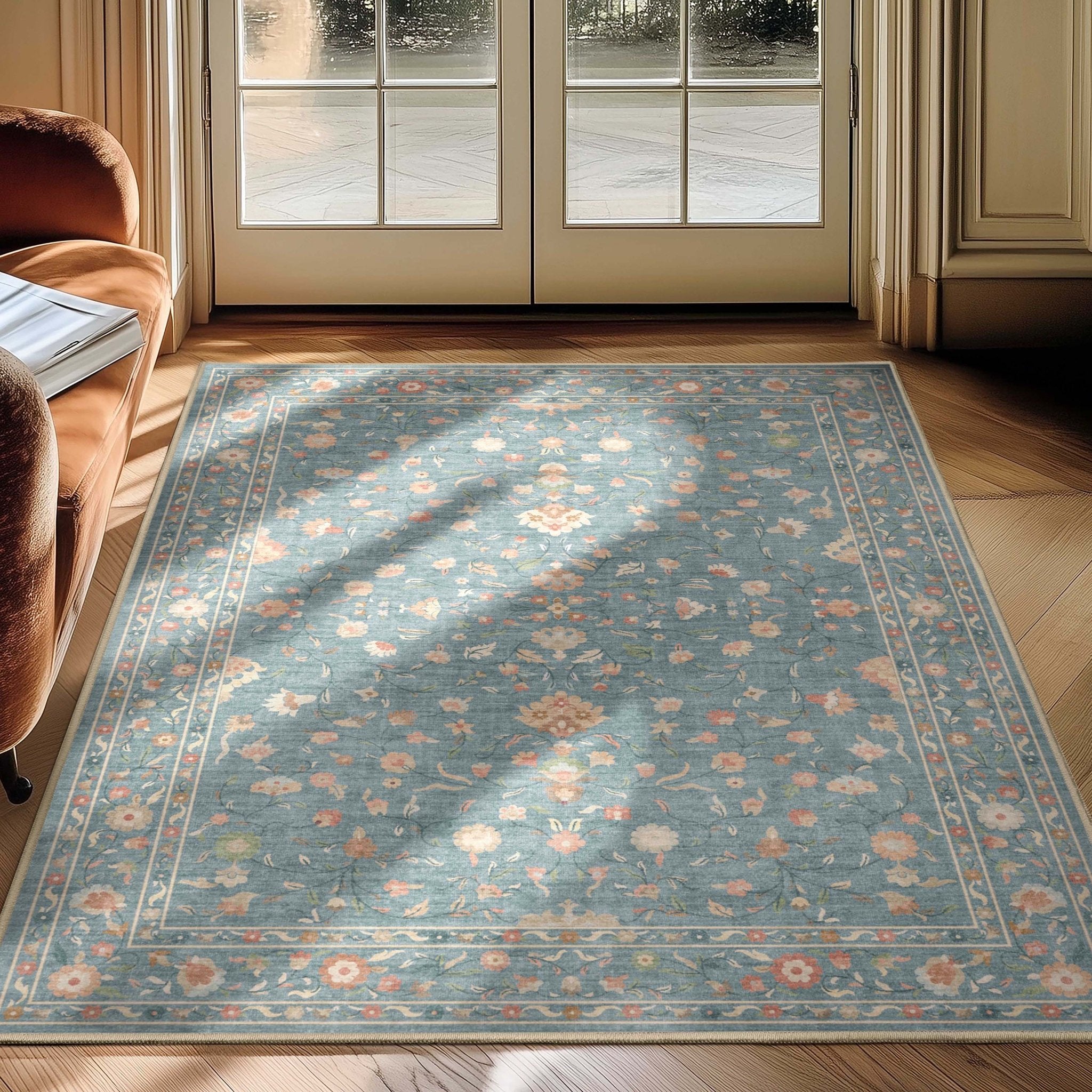 Venice Hereke Floral Botanical Rug – Easy Clean, Stylish Elegant Design、mySite、gigharbornorthrealestate