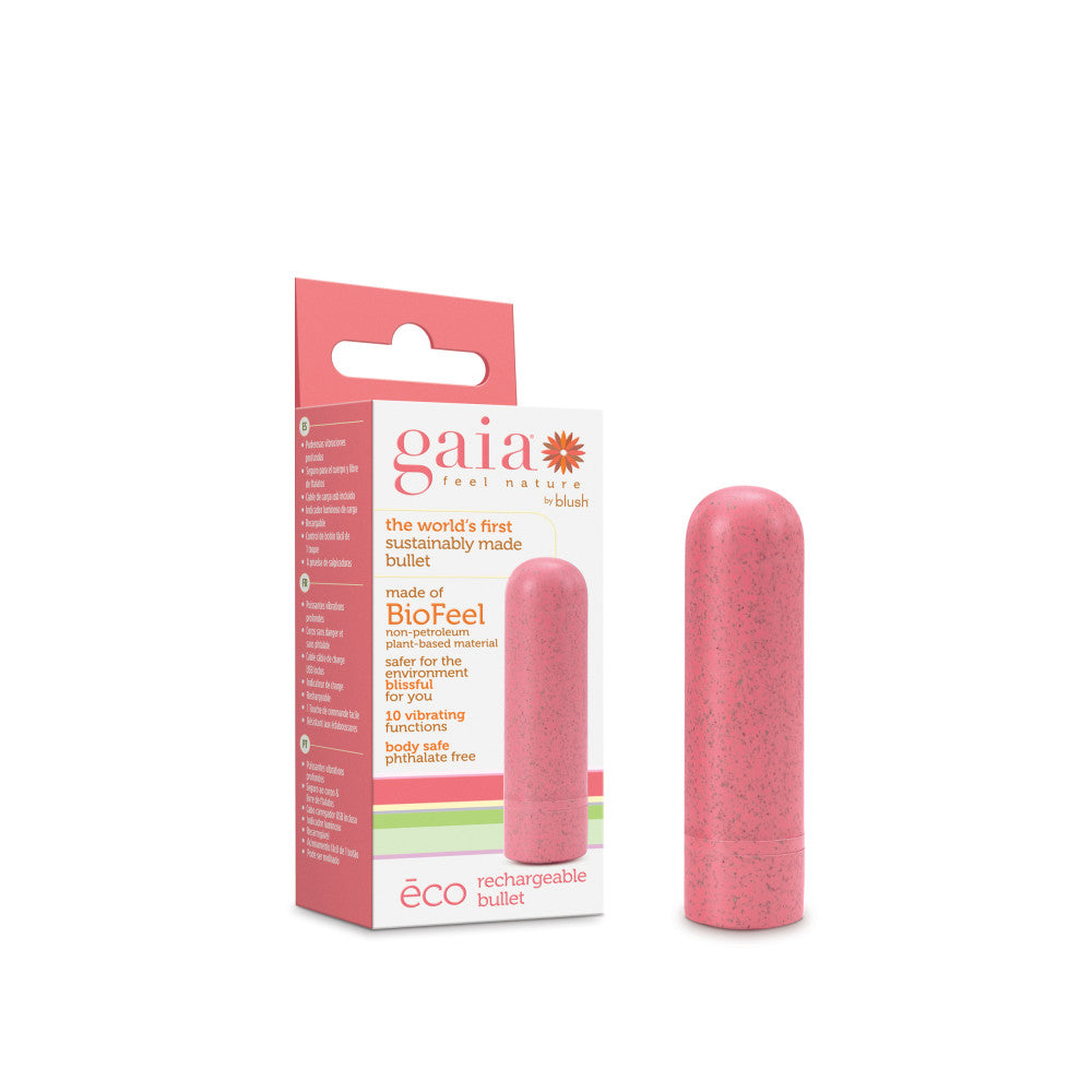 Gaia® By Blush | Eco Rechargeable: Plant-Based 3 Smooth Multispeed Bullet Vibrator in Coral - Made from Sustainable BioFeel™、mySite、bottomscart