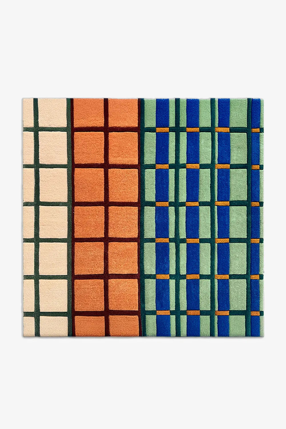 Mid-Century Multicolor Square Grid Hand Tufted Wool Rug、mySite、gigharbornorthrealestate