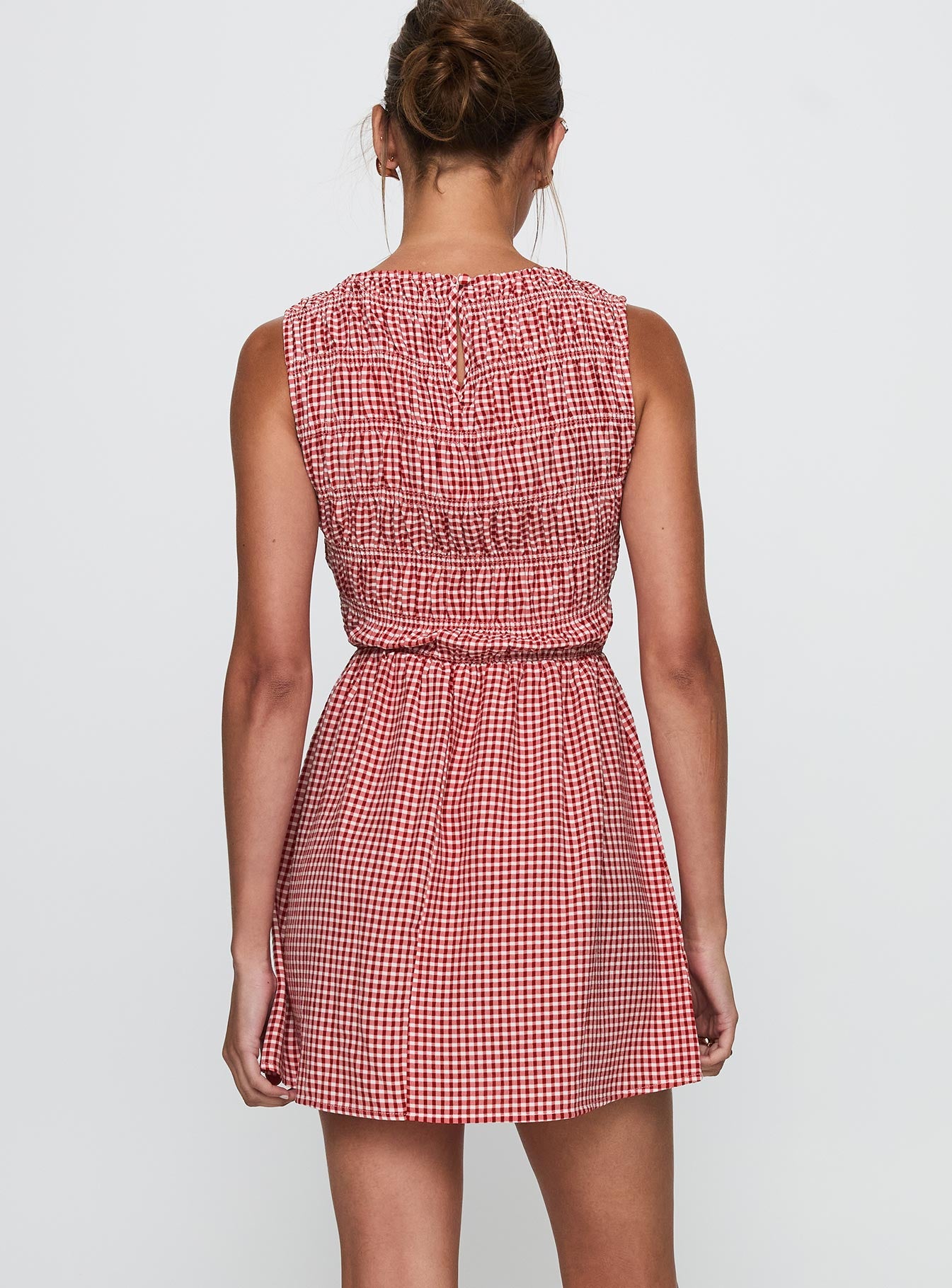 Winxie Shirred Mini Dress Red Gingham、mySite、solidvoid