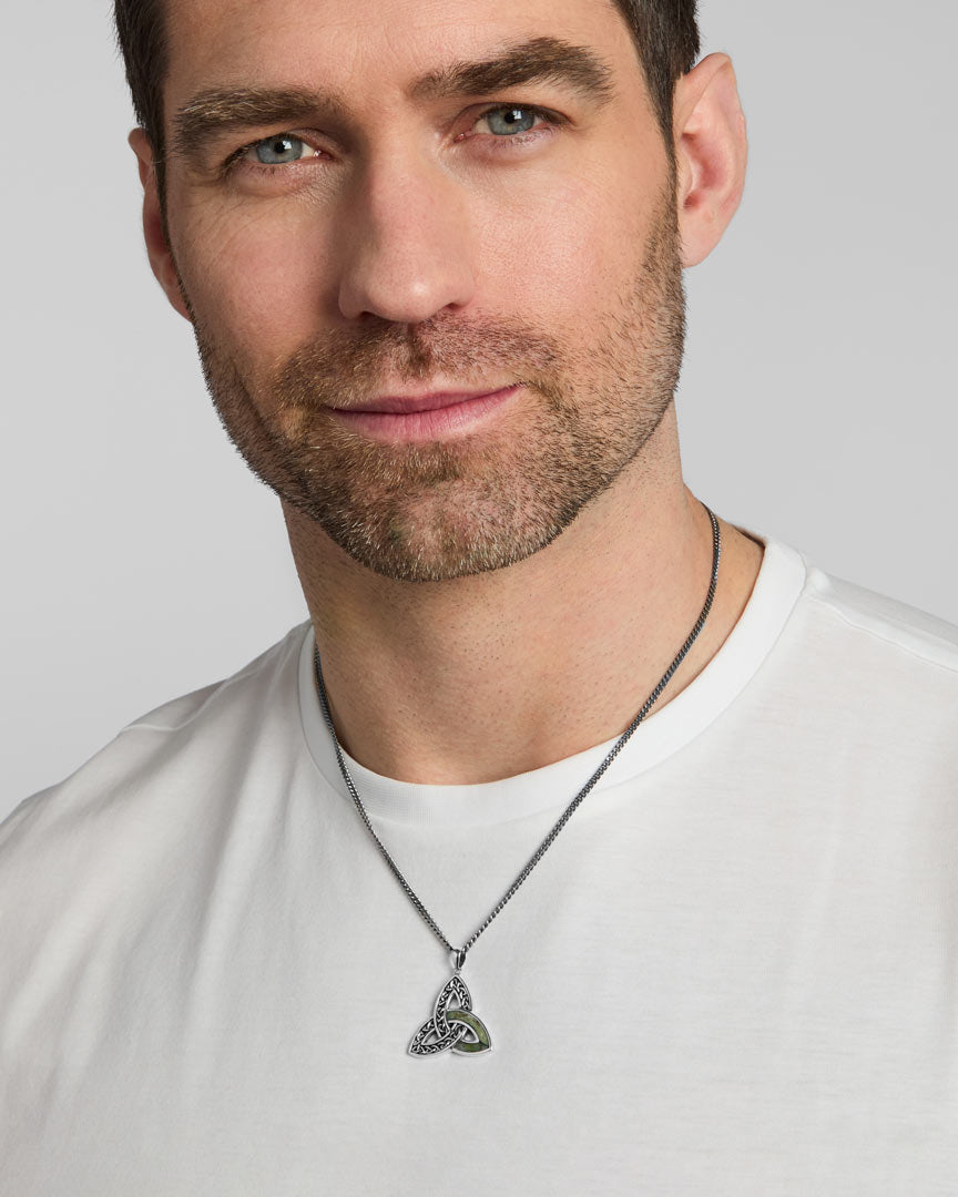  Men's Connemara Marble Celtic Trinity Knot Necklace