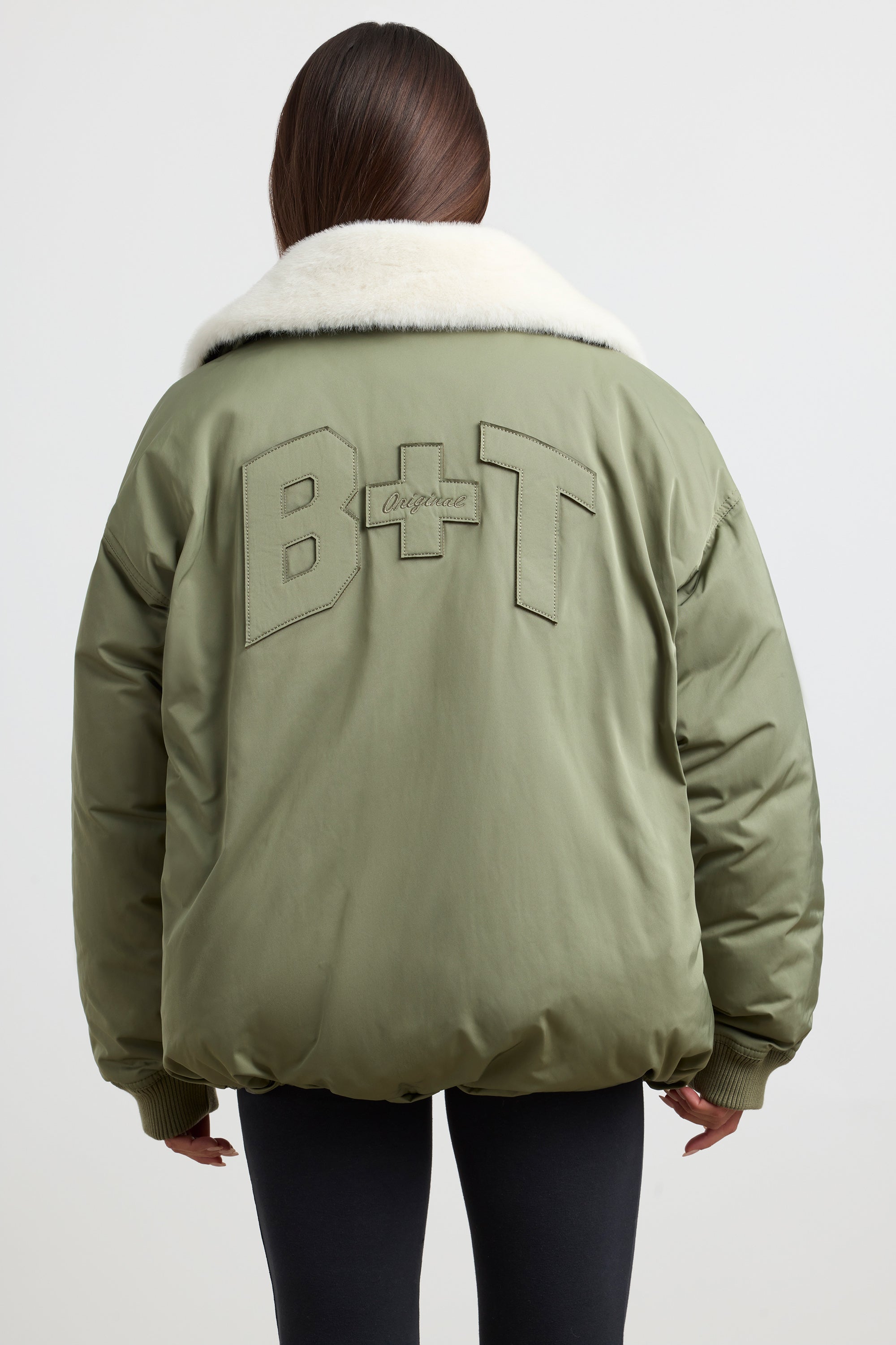 Oversized Bomber Jacket in Deep Olive、mySite、solidvoid