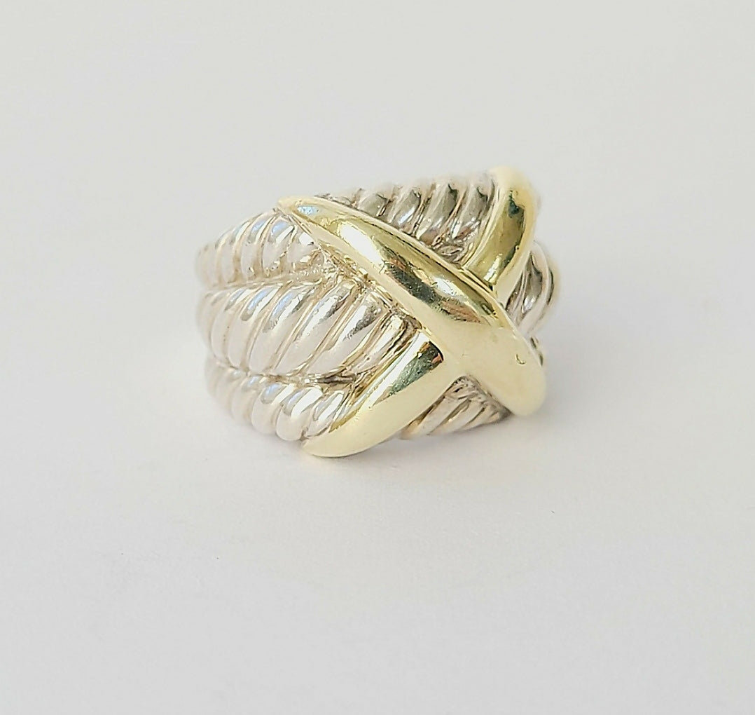 David聽Yurman聽Triple聽Cable聽Gold聽X聽Wide聽Ring、mySite、hinf8tx79