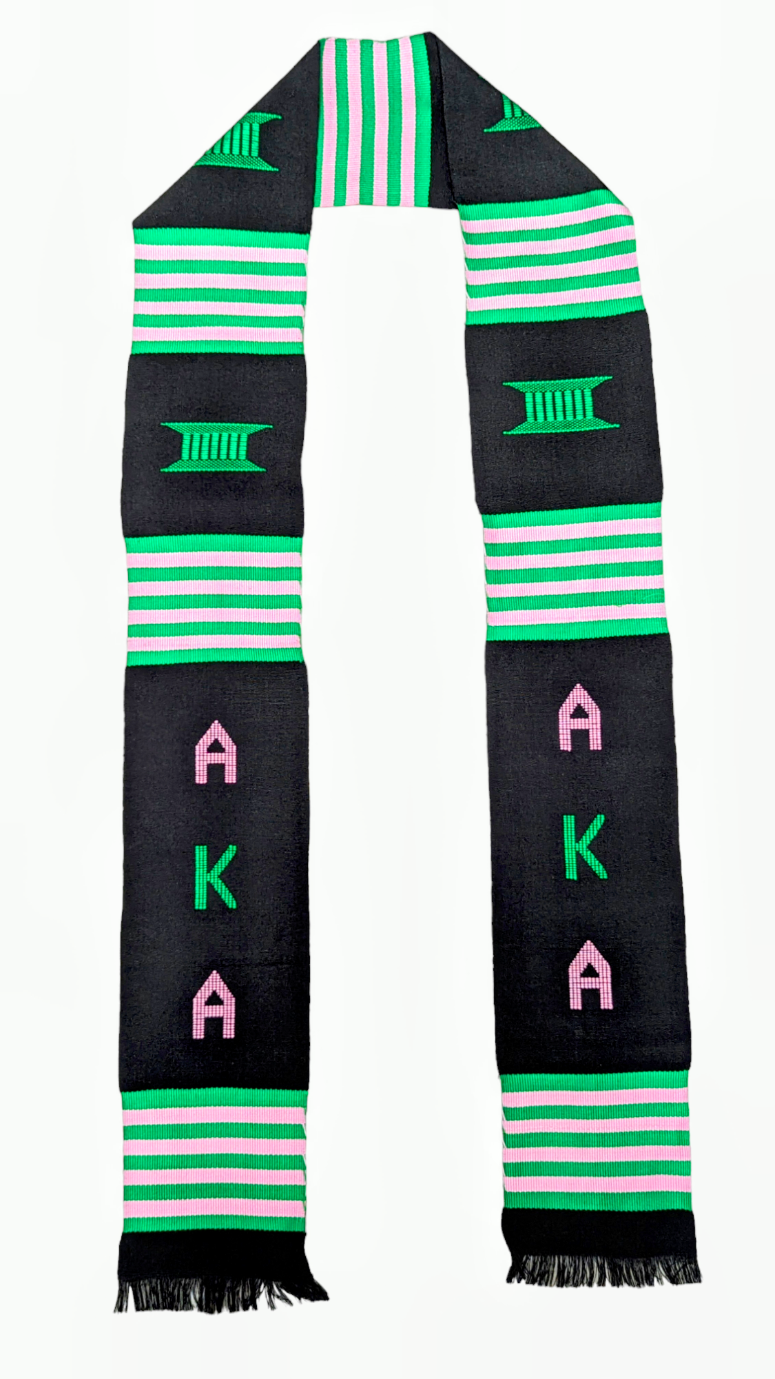 Dupsie's Akass Radiance Black, Pink, and Green Handwoven Kente Graduation Special occasion Stole Sash DPAKA300、mySite、solidvoid