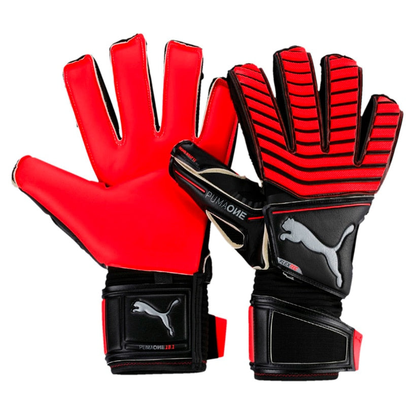 PUMA Men's One Protect 18.1 Fingersave Goalkeeper Gloves Red Blast/Black/Silver、mySite、bottomscart