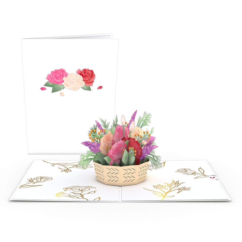 Pink Rose Basket Pop-Up Card、mySite、solidvoid
