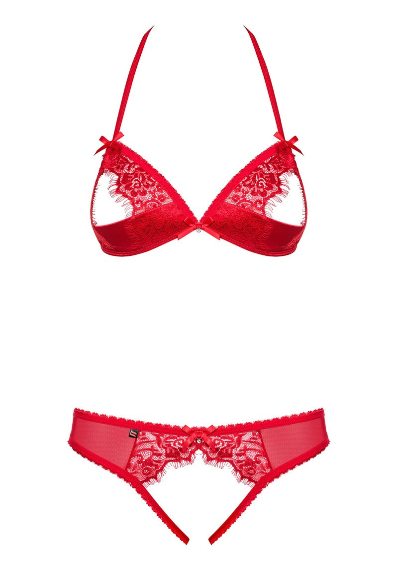 Obsessive 870 Spicy Cup-less Set | Open Crotch | Multi Stretch | Padded Bra | Lace、mySite、bottomscart