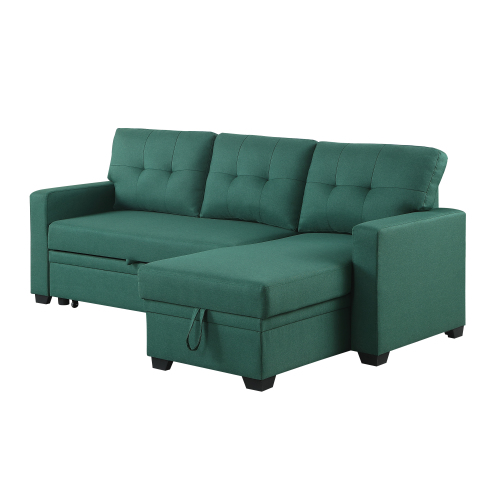 Upholstered Pull out Sectional Sofa with Chaise、、casual