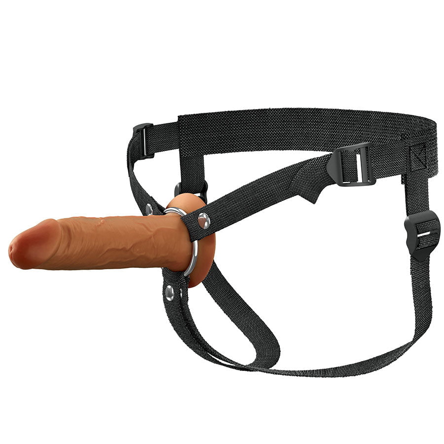 6 Inch Ultra Realistic Dual Density Mocha Brown Silicone Hollow Strap On for Men、mySite、bottomscart
