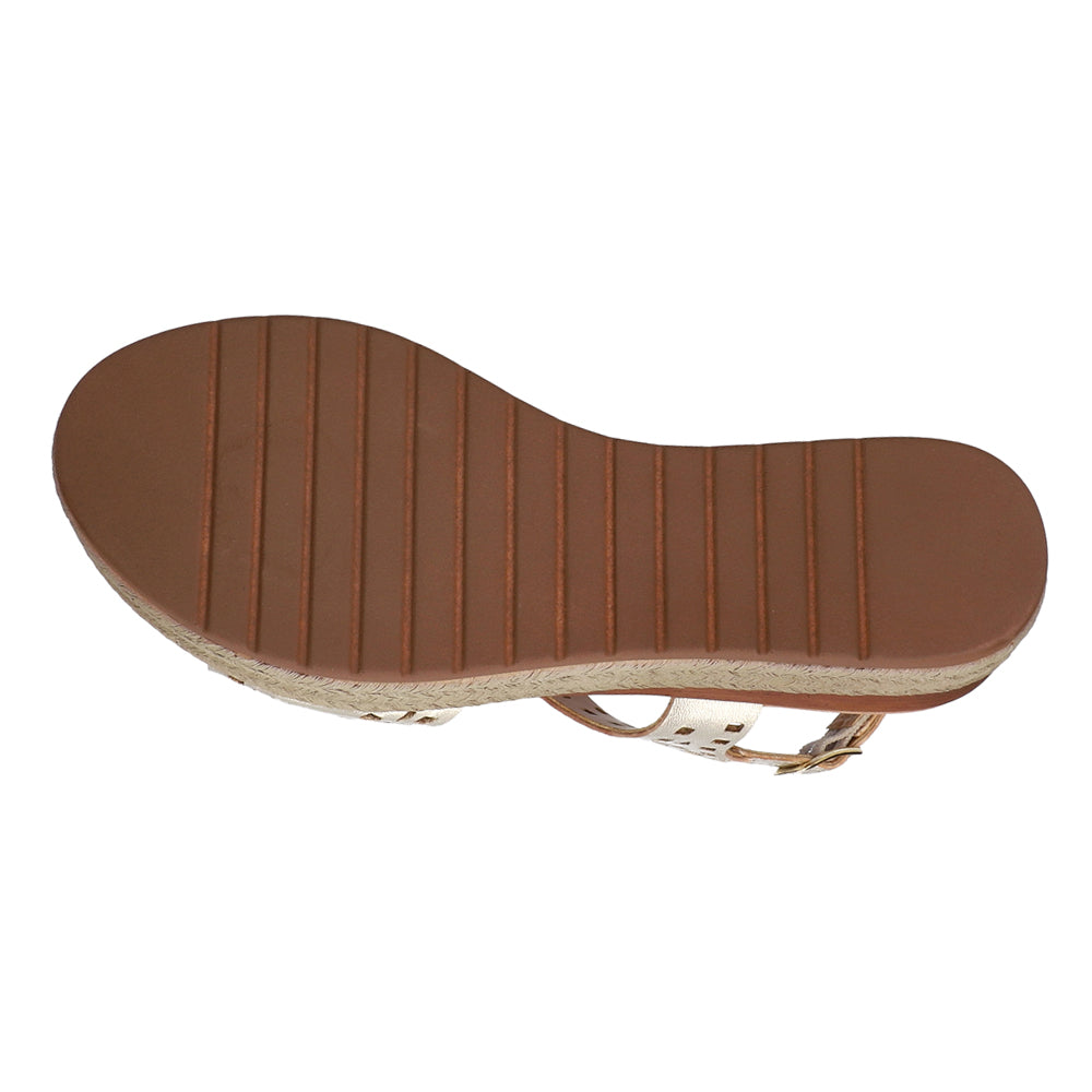 Ann-Italy Metallic Cut Out Espadrille Wedge Sandals、mySite、gtrtttuynbv