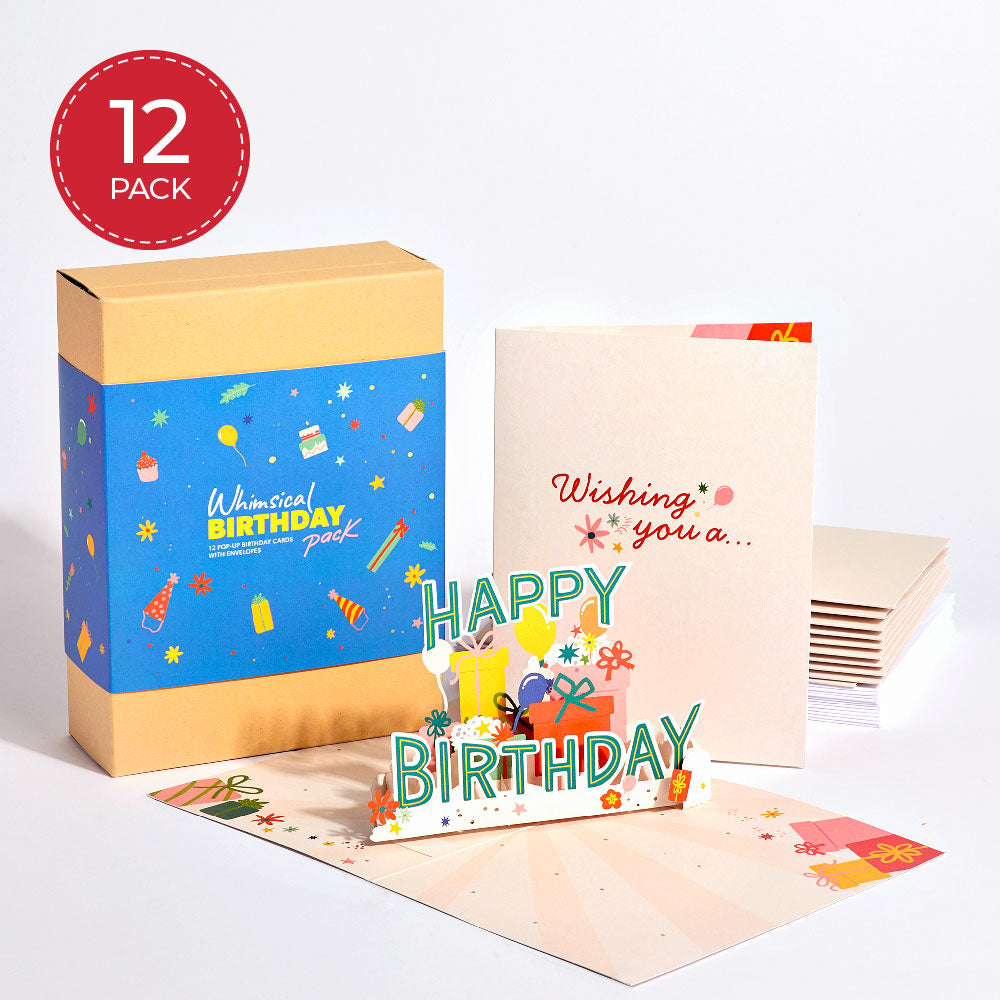 Whimsical Birthday Box Set (Assorted 12-Pack): Paperpop® Card、mySite、solidvoid