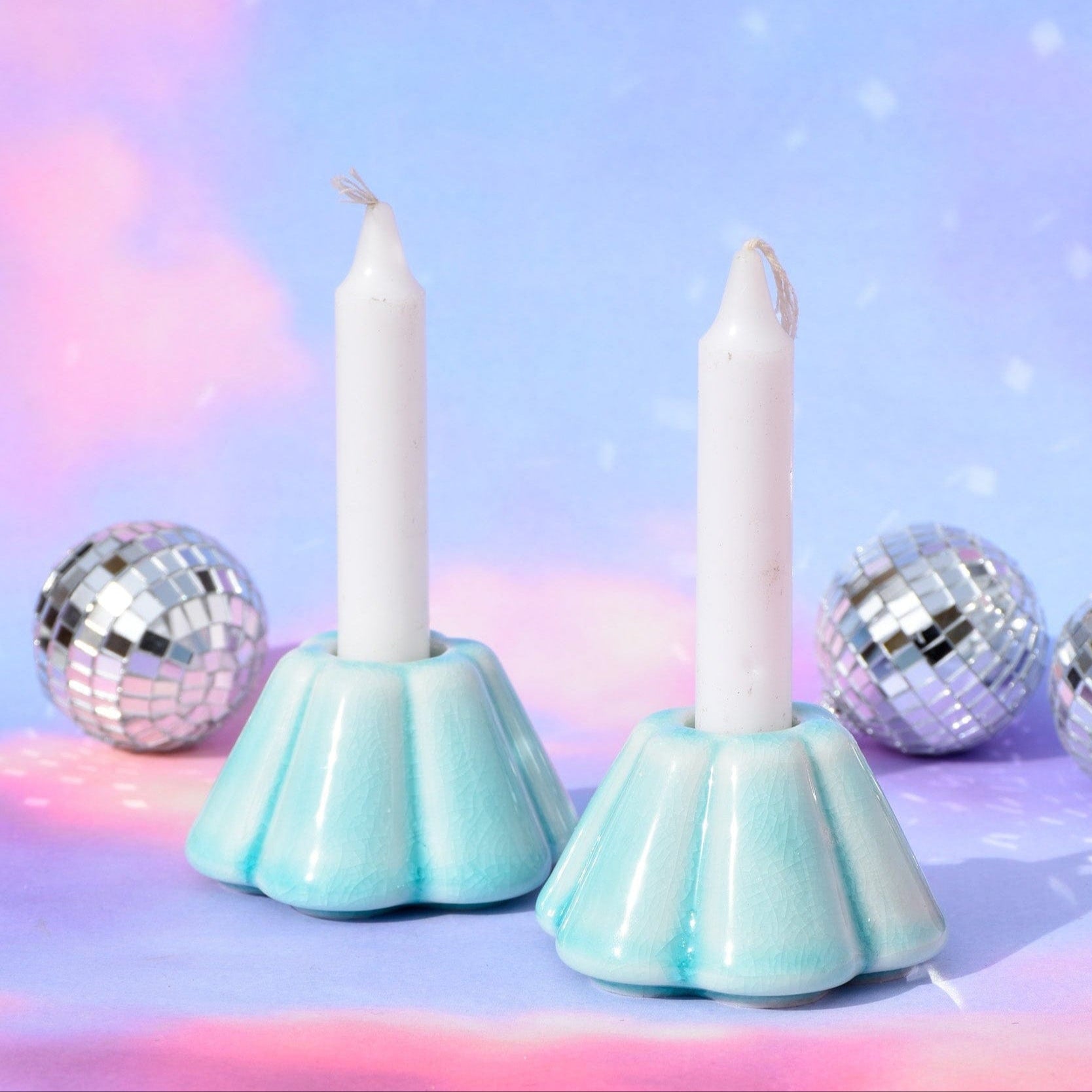 Sea Glass Flower Shabbat Candlesticks、mySite、topwebapps