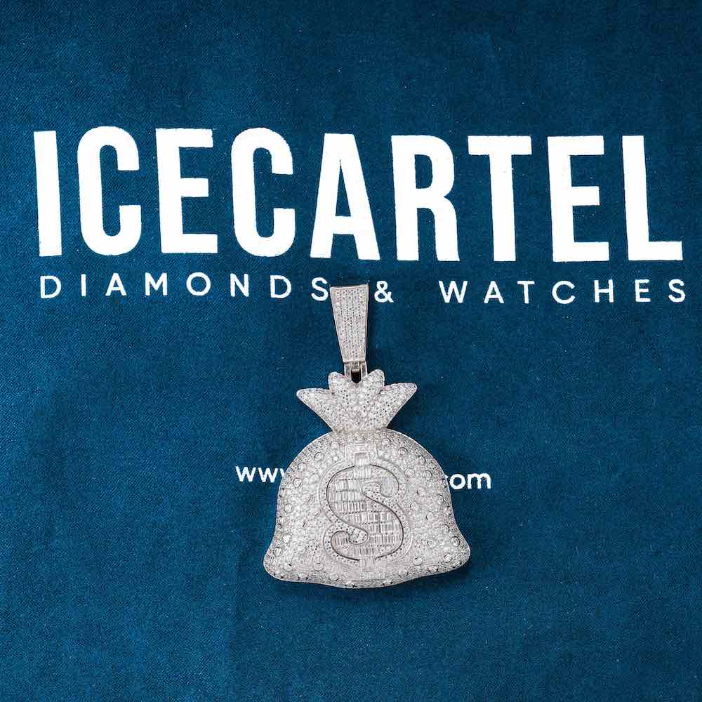 Moissanite Baguette Money Bag Pendant 14K Gold、mySite、hinf8tx79