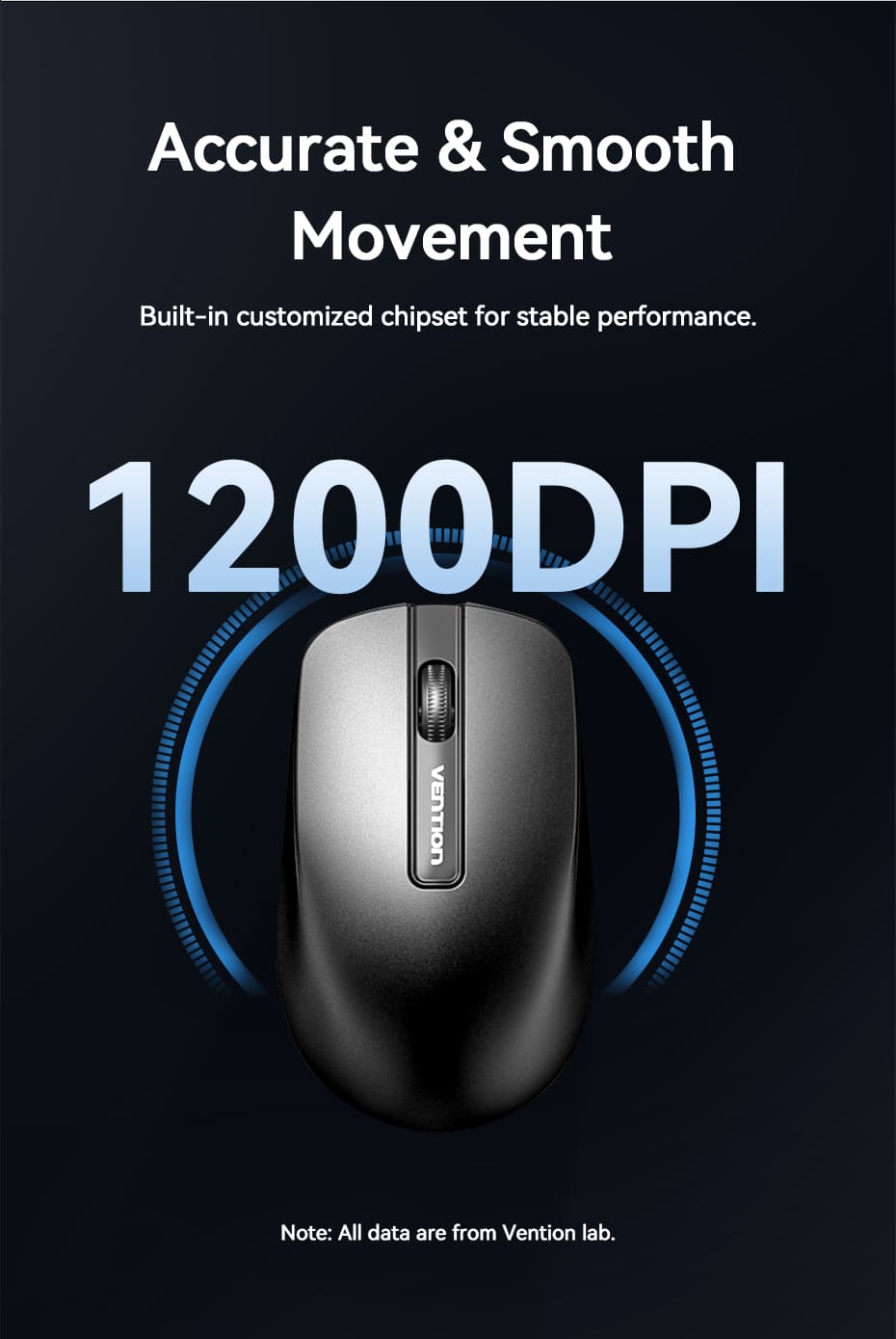 3-Button Wireless Computer Mouse with USB Receiver Black
