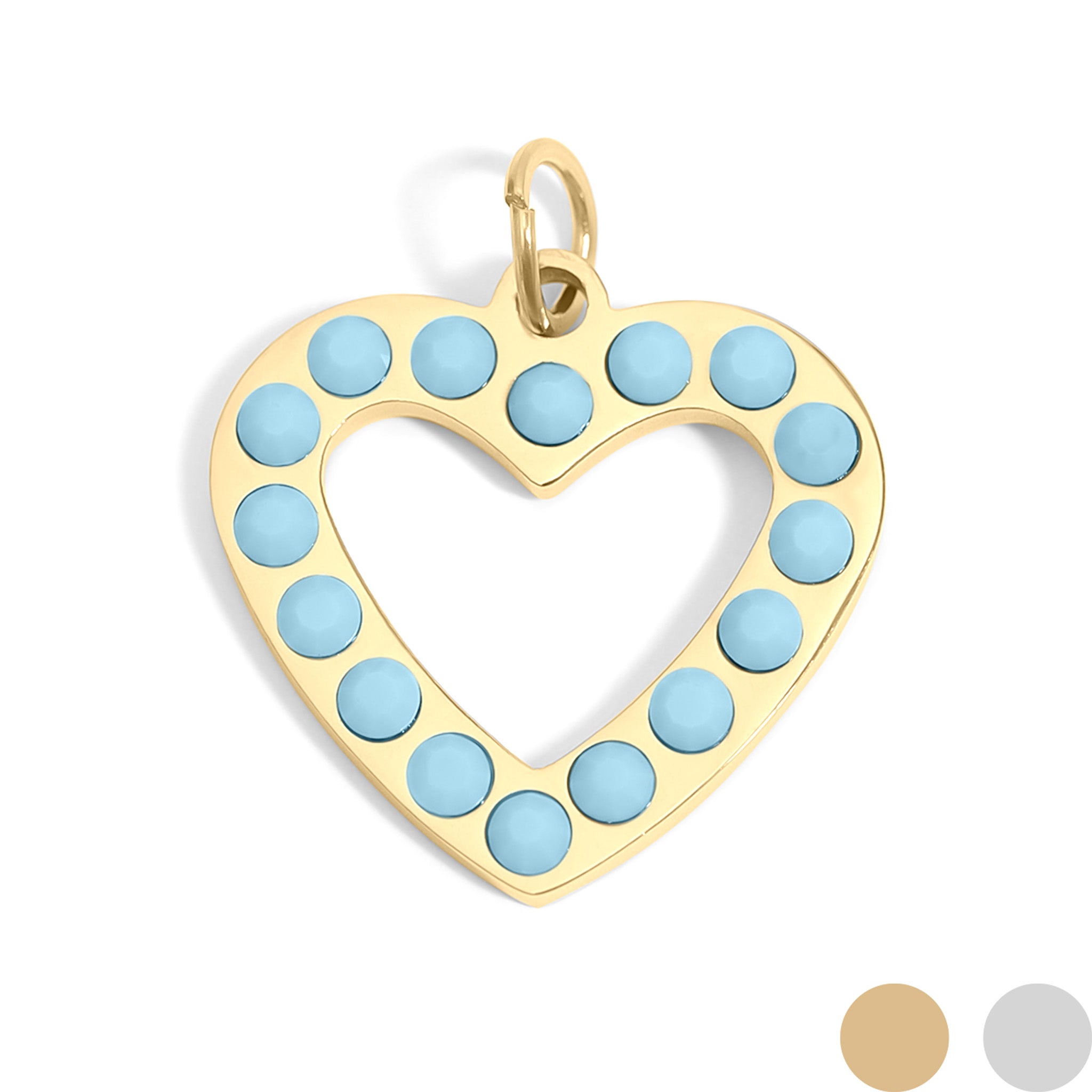 18K Gold PVD Stainless Steel Turquoise Stone Heart Charm / PDL0231、mySite、dreamappss
