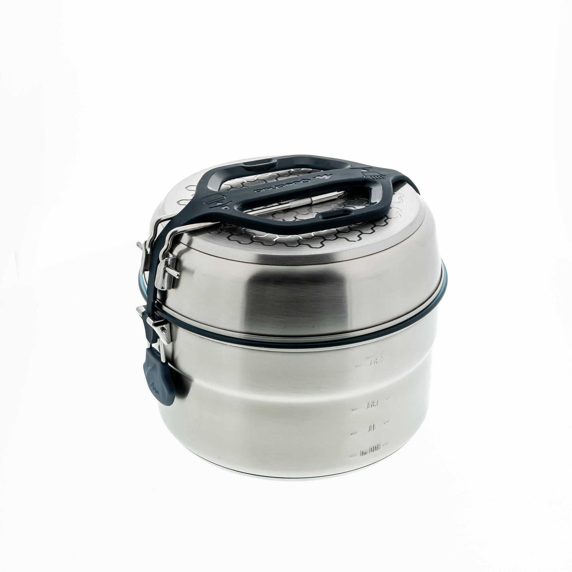 Quechua Non-Stick Stainless Steel 4-Person 24-Piece Camp Cookset 3.5 L