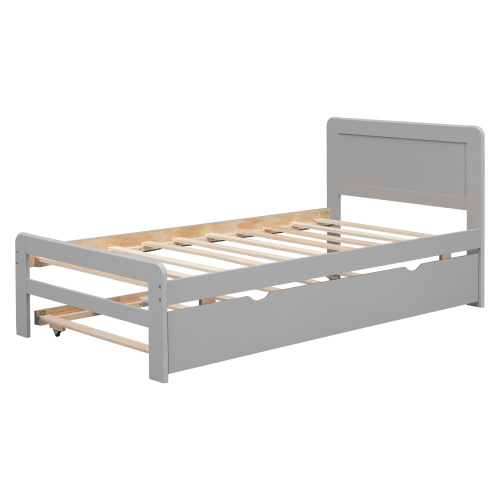 Modern Design Twin Size Platform Bed Frame with 2 Drawers for Grey Color、、xpatfood