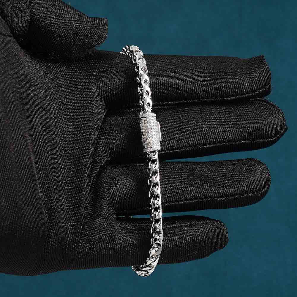 4MM Moissanite Franco Bracelet 14K Gold、mySite、hinf8tx79