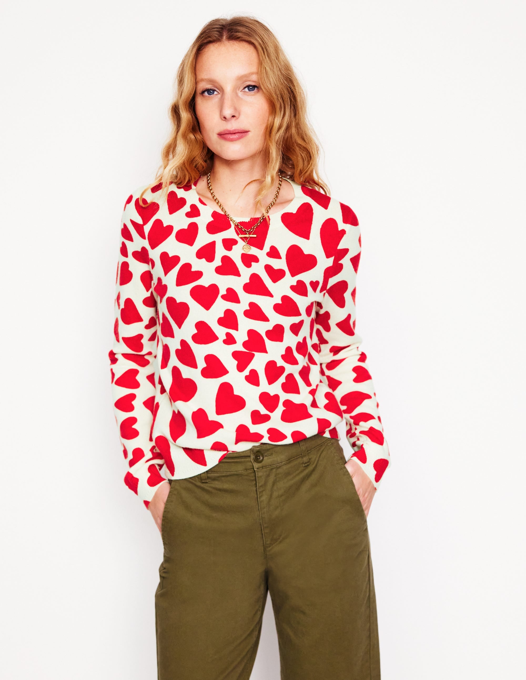  Eva Cashmere Crew Neck Jumper-Ivory, Heart Cluster、mySite、ashleygrahame