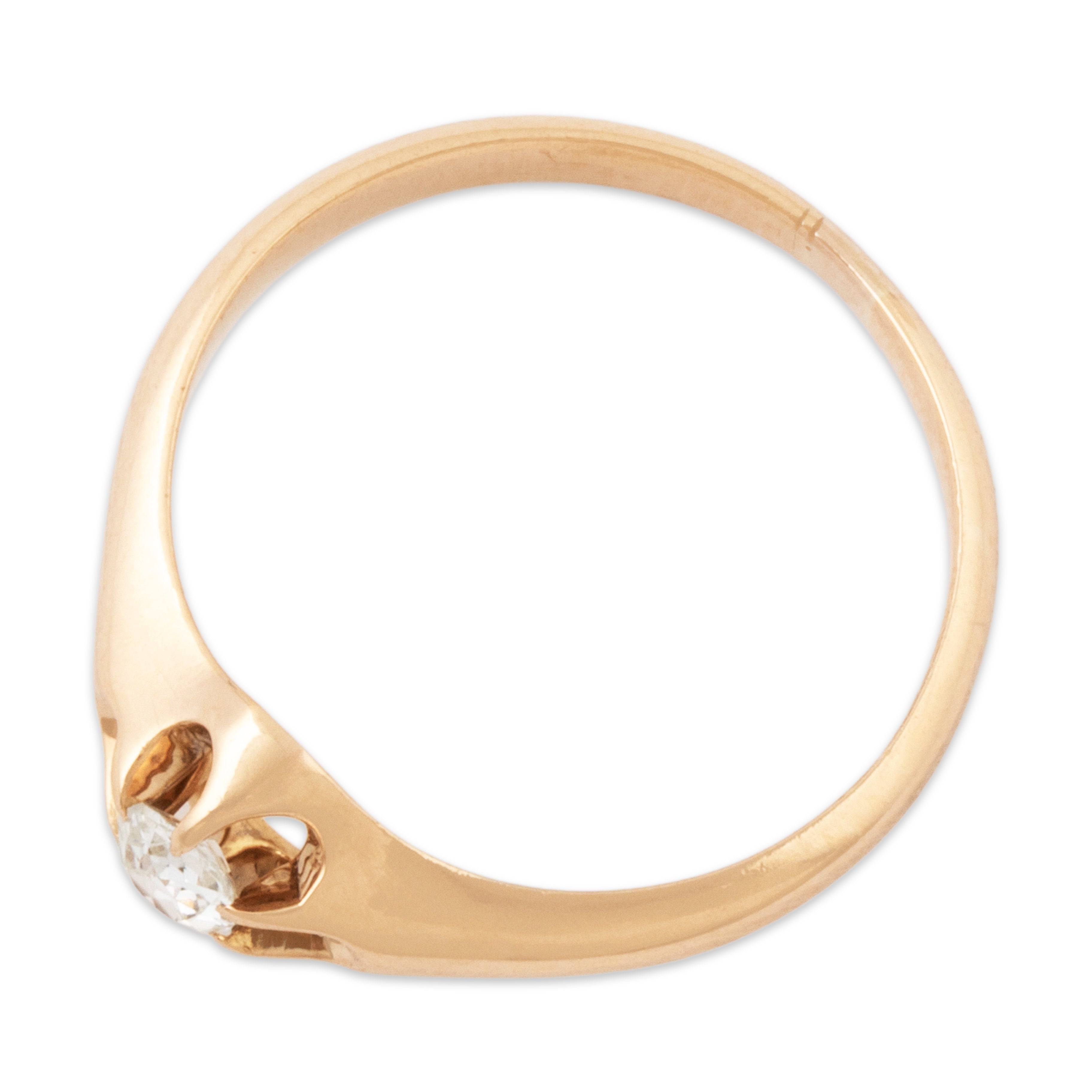 Antique 14k Rosy Yellow Gold Old Mine Diamond Claw Prong Solitaire Ring 6.00、mySite、hinf8tx79