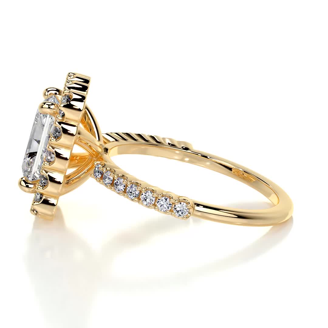 Abby Moissanite & Diamond Ring -18K Yellow Gold、mySite、hinf8tx79