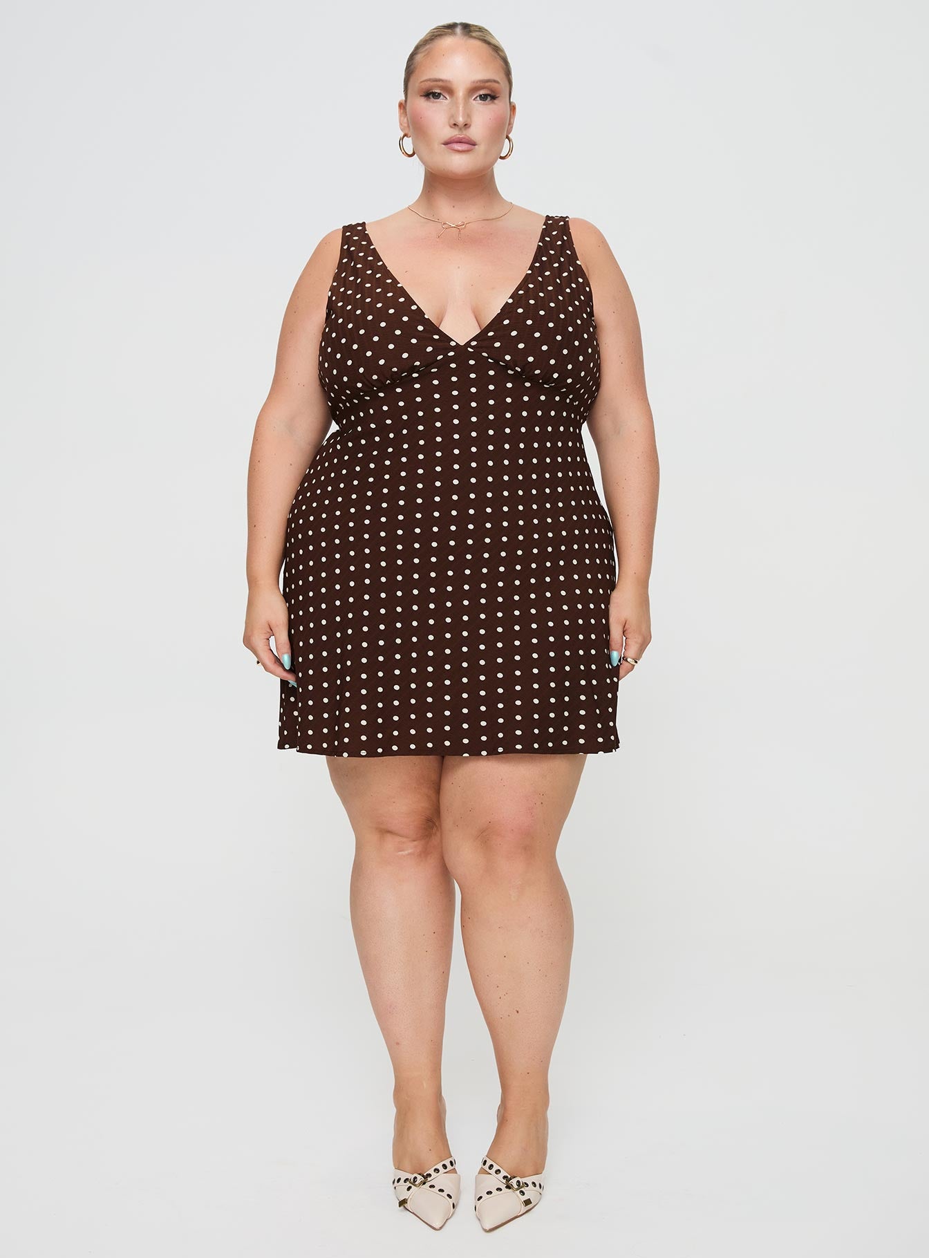Nellie Mini Dress Brown Polka Dot Curve、mySite、solidvoid