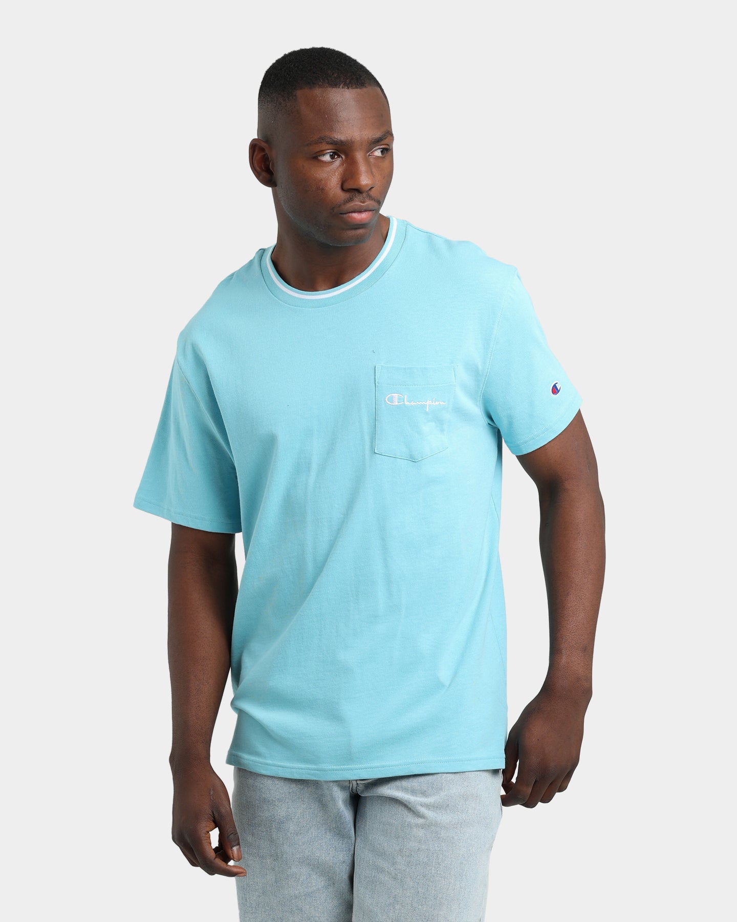 Champion HT Tip Chest Pocket T-Shirt Amazing Aqua、mySite、zt4zffjzw