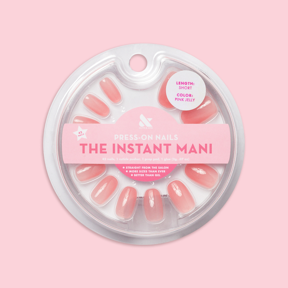 Pink Jelly - Press-On | Short | Round - Part of Set、mySite、solidvoid